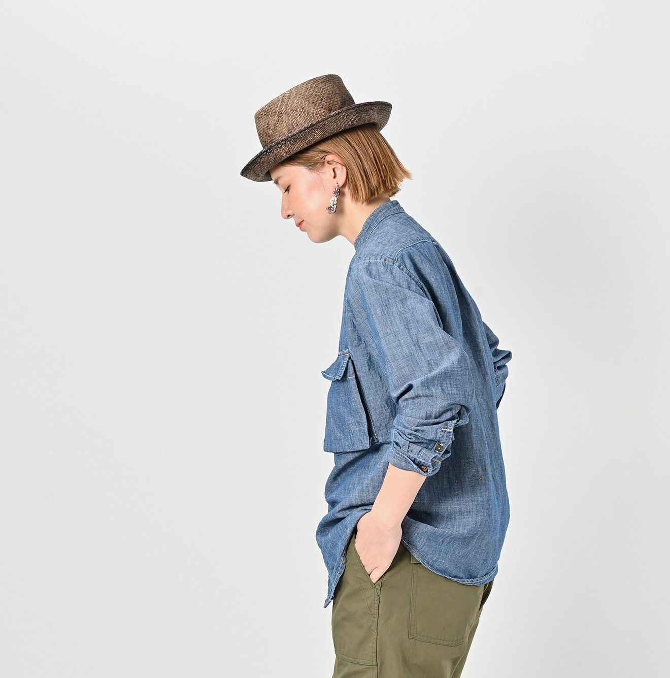 Cotton Linen Ruri Dungaree 908 Neem Shirt Zyu Female Model