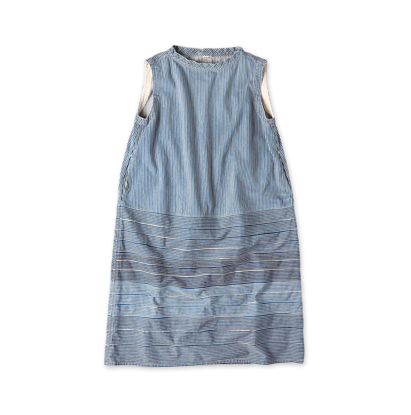 Rye Mugi Denim Yoke Pintuck Dress Tan Hickory