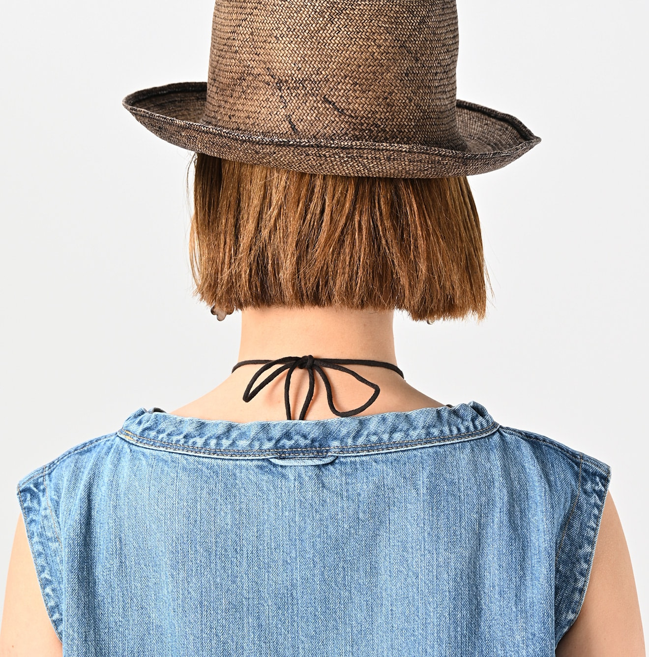 Rye Mugi Denim Yoke Pintuck Dress Tan Detail