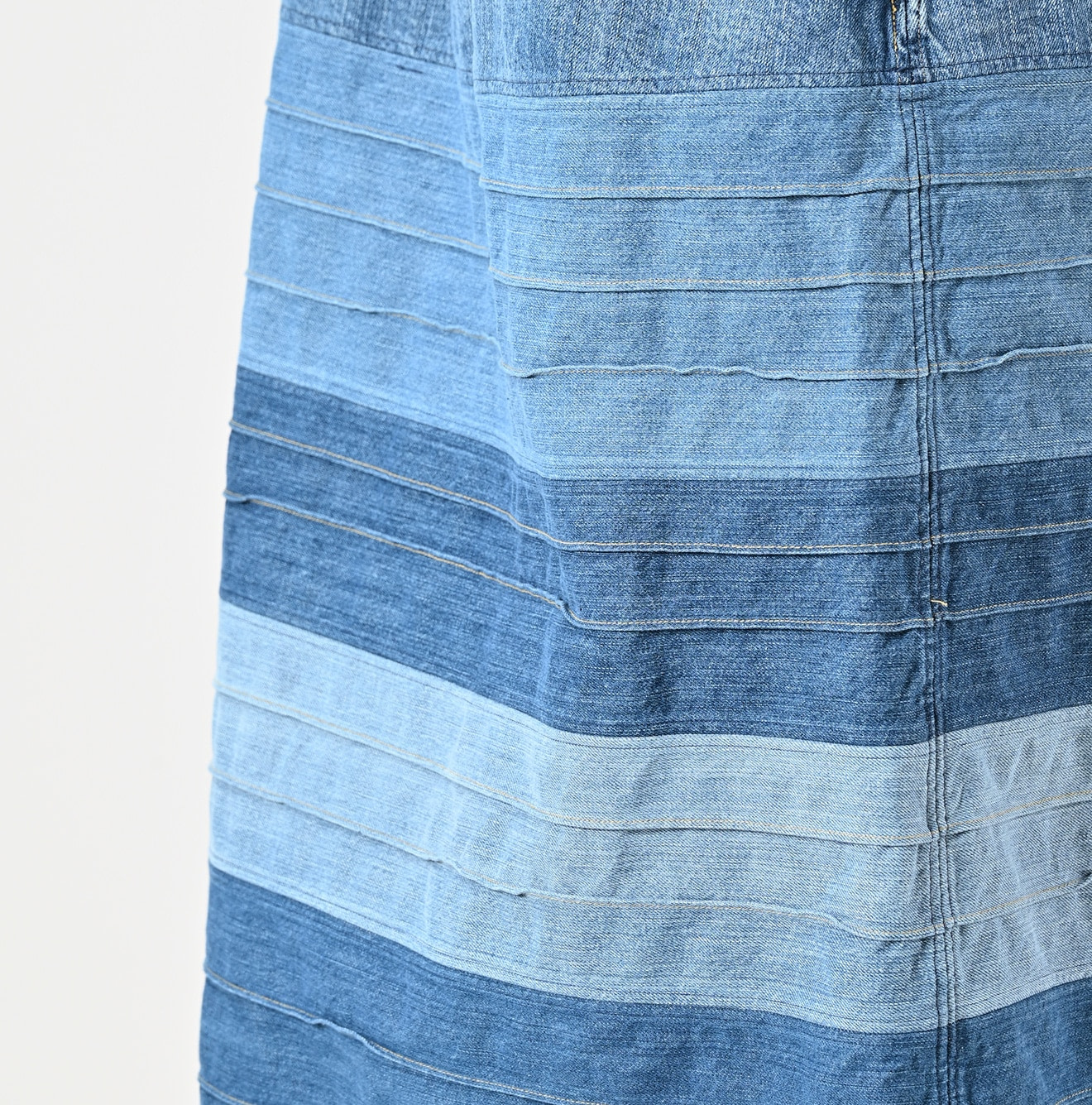 Rye Mugi Denim Yoke Pintuck Dress Tan Detail