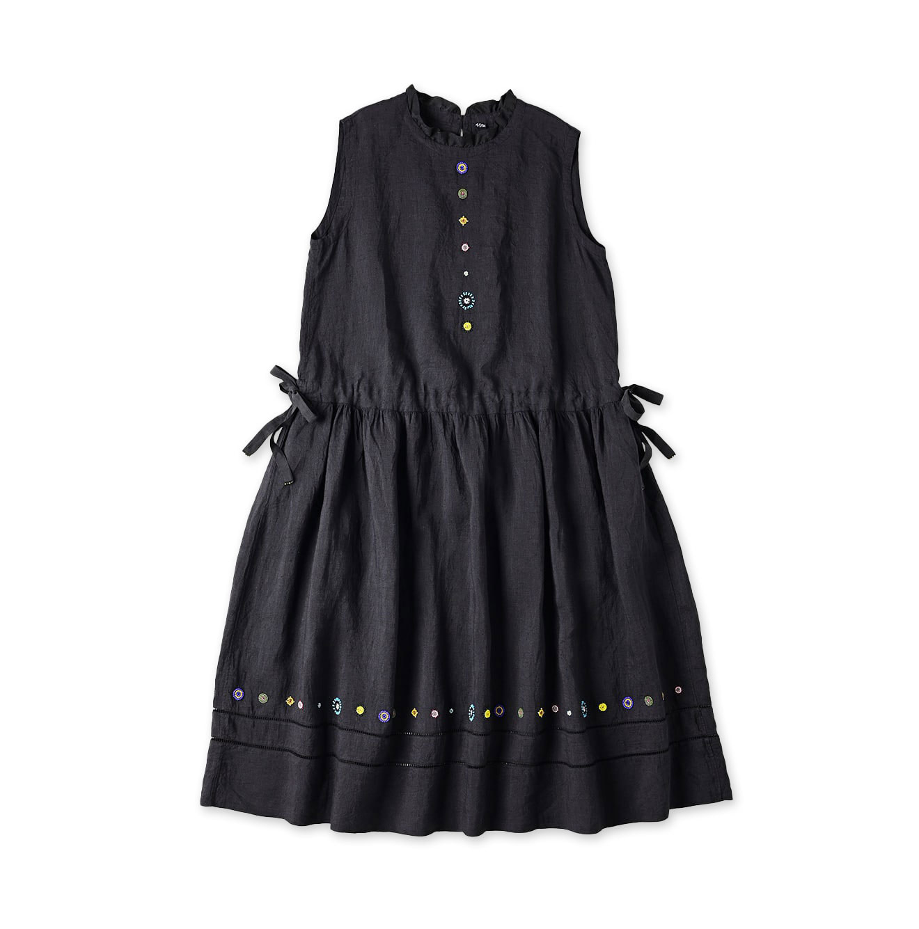 Indian Linen Beads Embroidery Dress Sumi Black