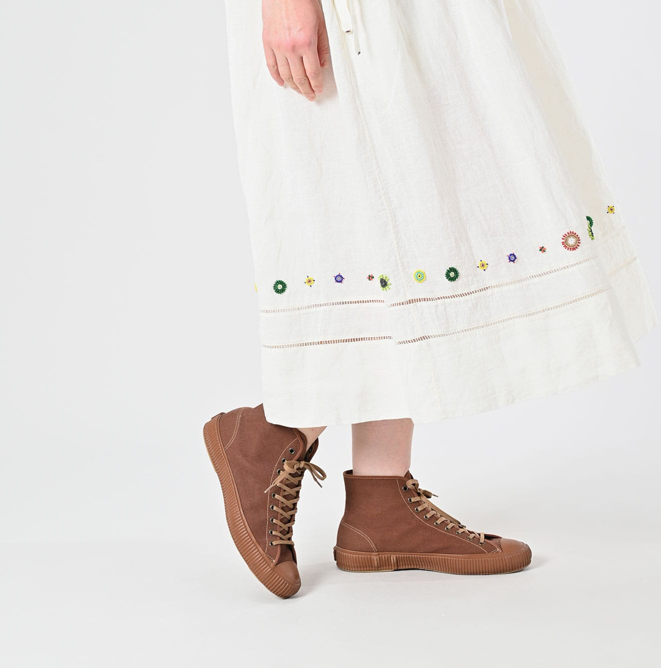 Indian Linen Beads Embroidery Dress Sumi Detail