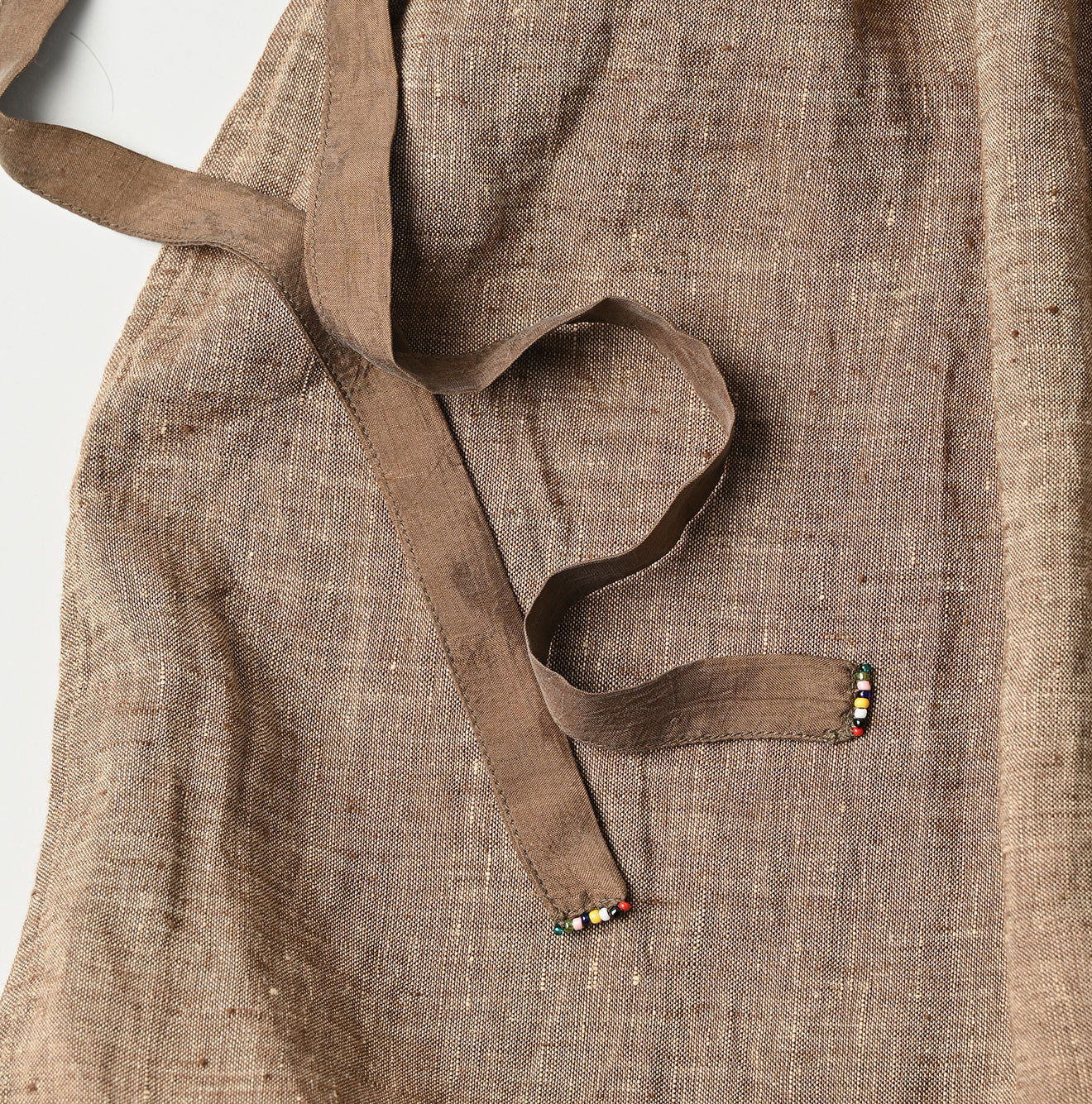 Indian Linen Beads Embroidery Dress Sumi Detail