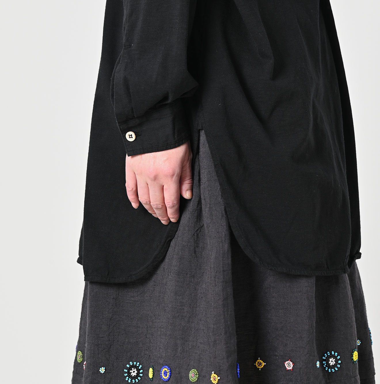 Supima Tenjiku 908 Grandpa Pull Shirt Detail