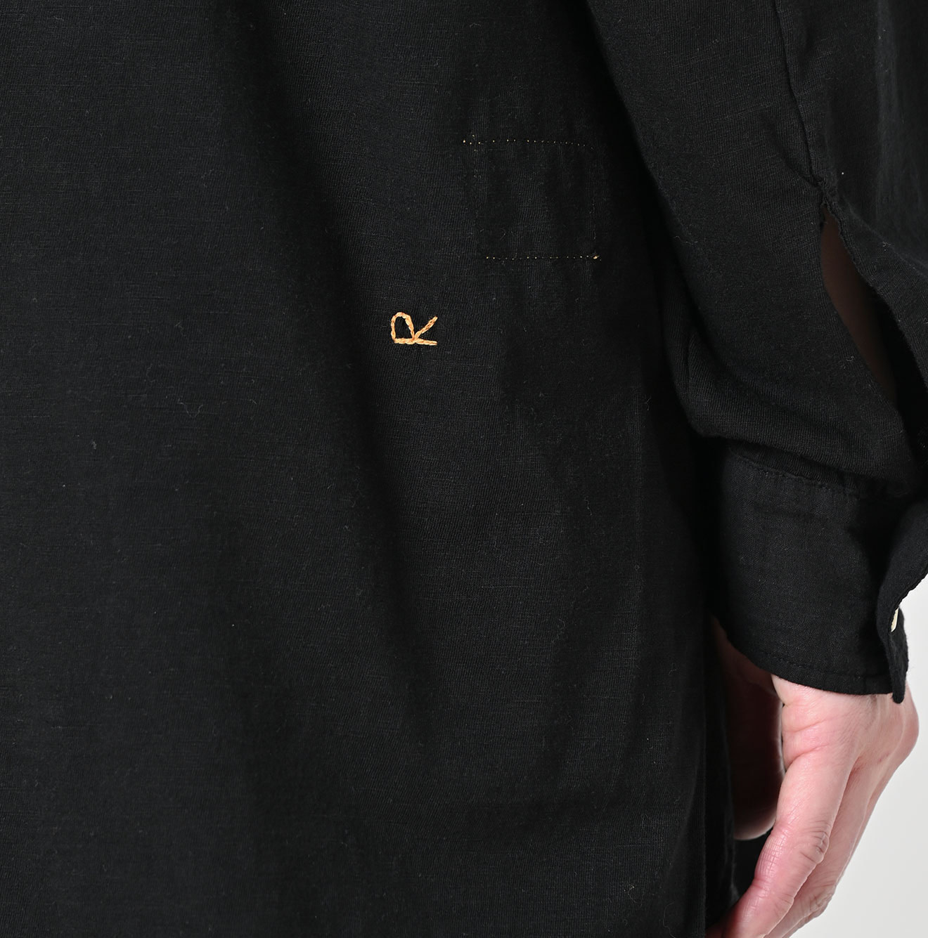 Supima Tenjiku 908 Grandpa Pull Shirt Detail