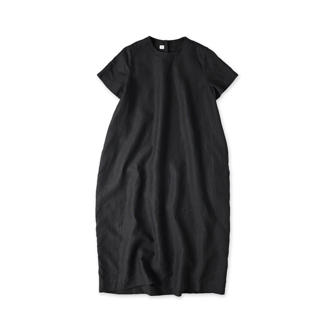 Linen Plant Dyed Half Sleeve Poyon Dress Bamboo Charcoal