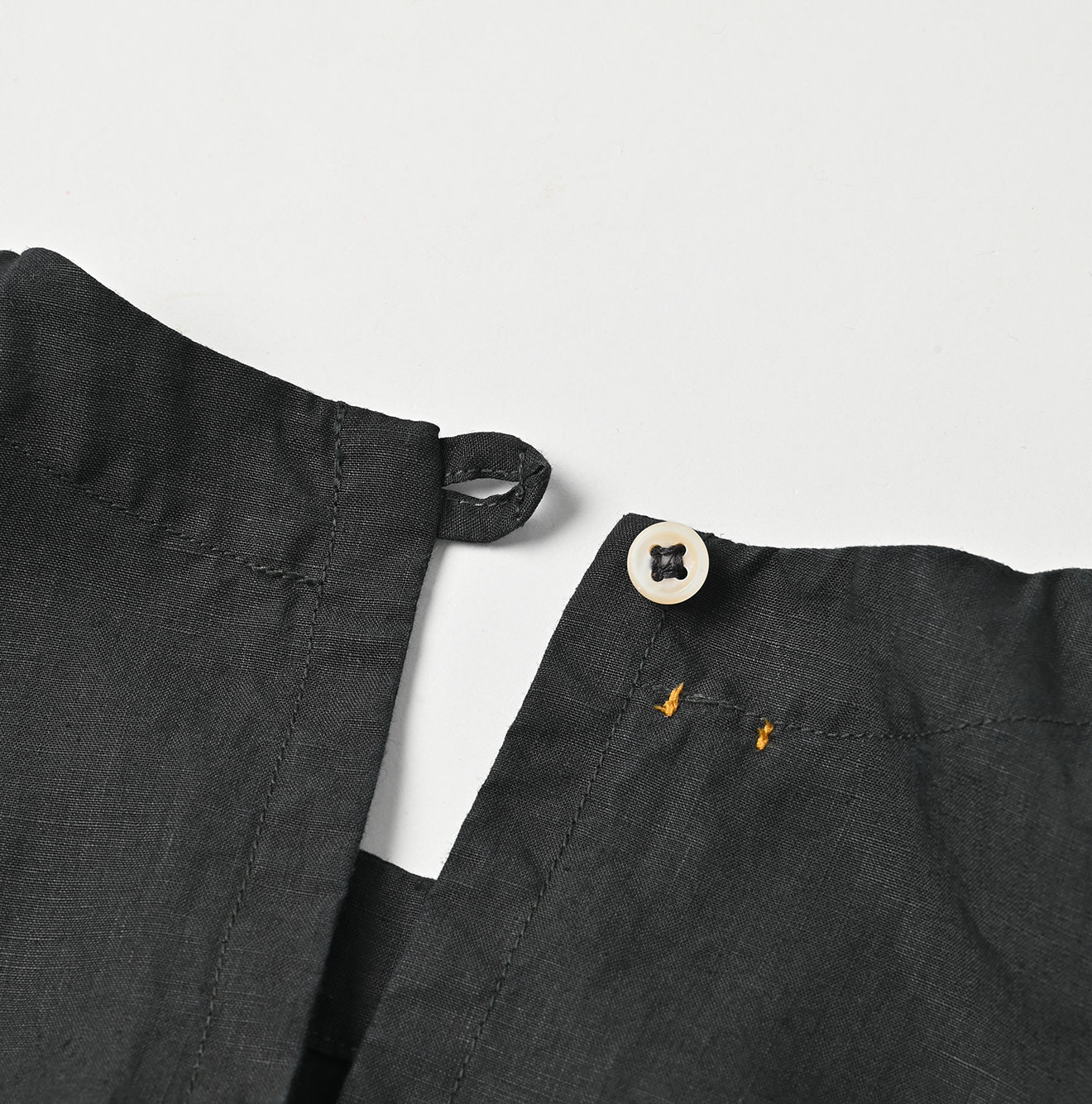 Plant Dyed Linen Half Sleeve POYON Dress Detail
