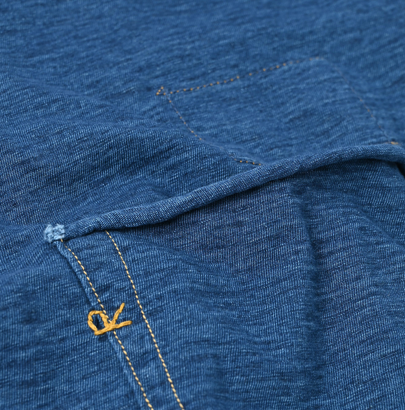 Indigo Tenjiku 908 Ocean T-shirt Dash Indigo Zyu Detail