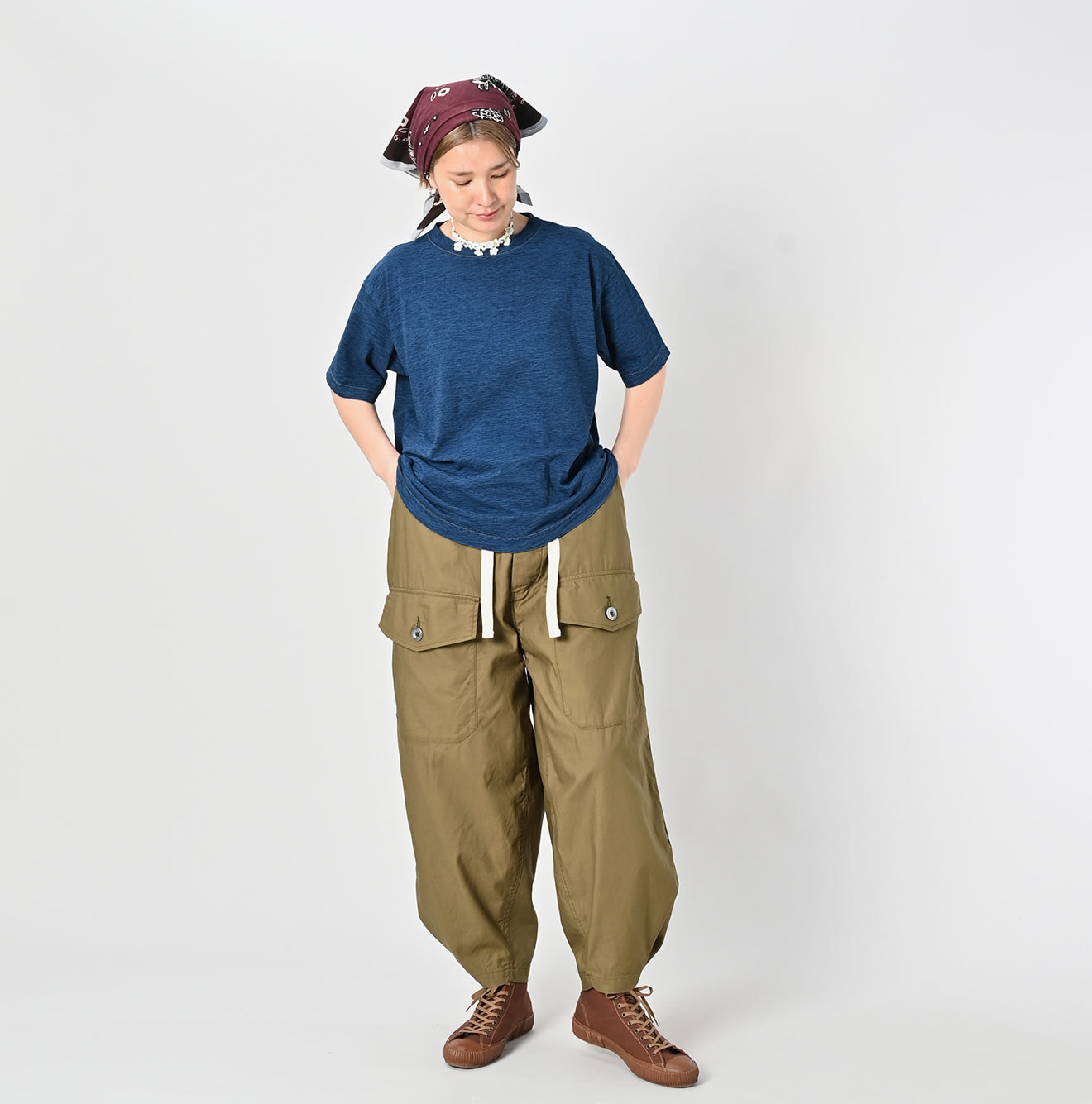 Indigo Tenjiku 908 Ocean T-shirt Dash Indigo Zyu Female Model