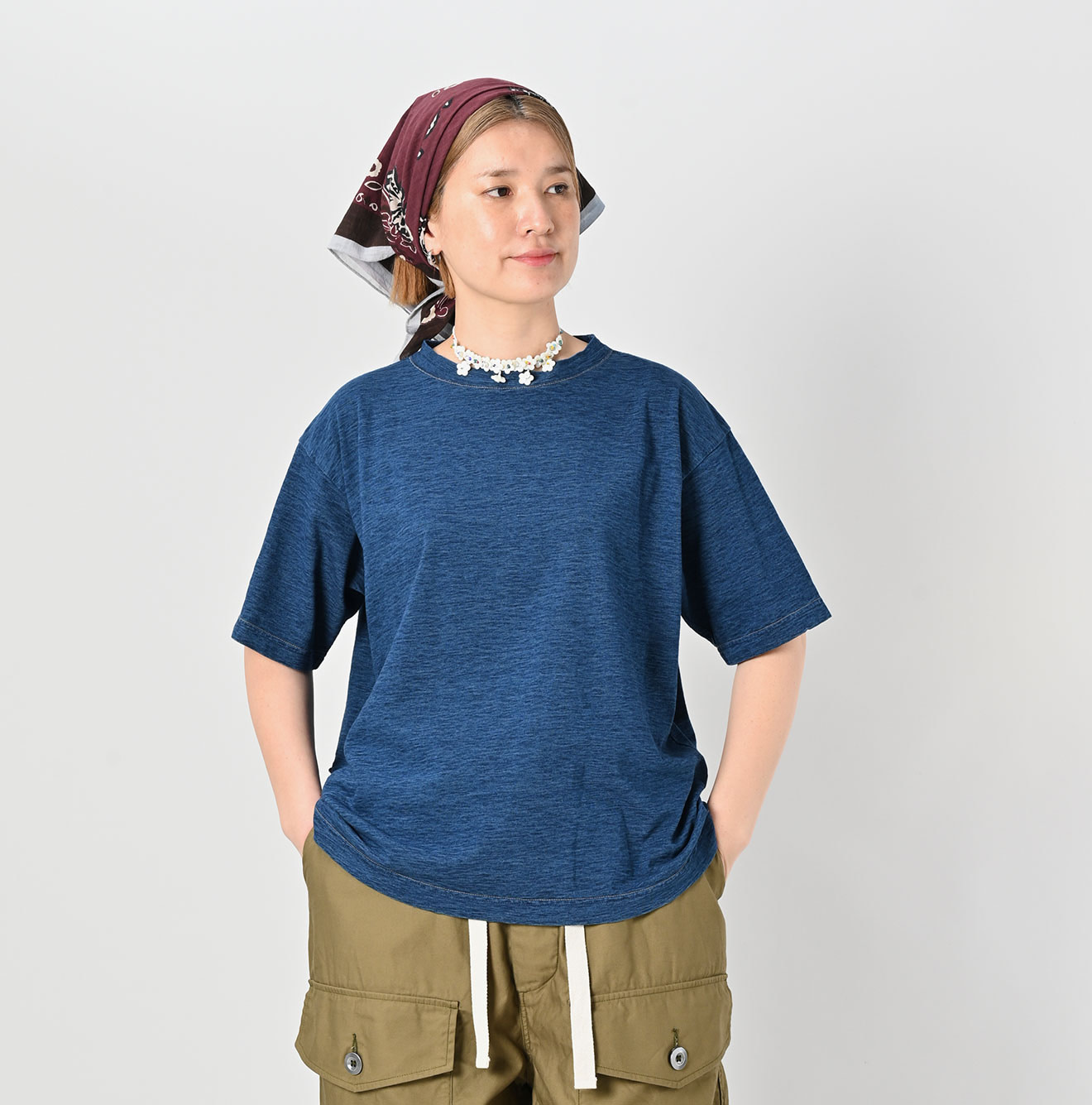 Indigo Tenjiku 908 Ocean T-shirt Dash Indigo Zyu Female Model