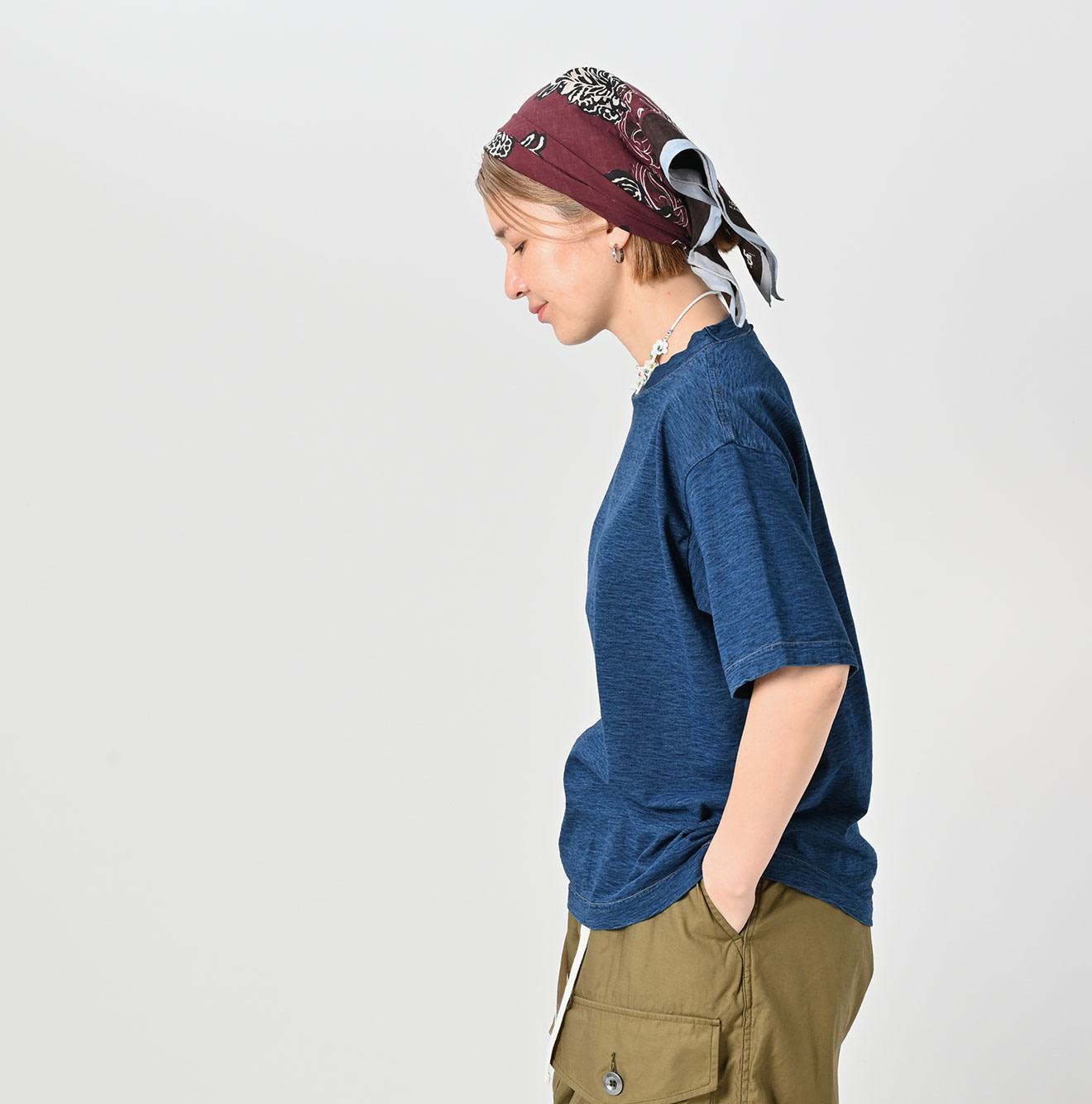 Indigo Tenjiku 908 Ocean T-shirt Dash Indigo Zyu Female Model