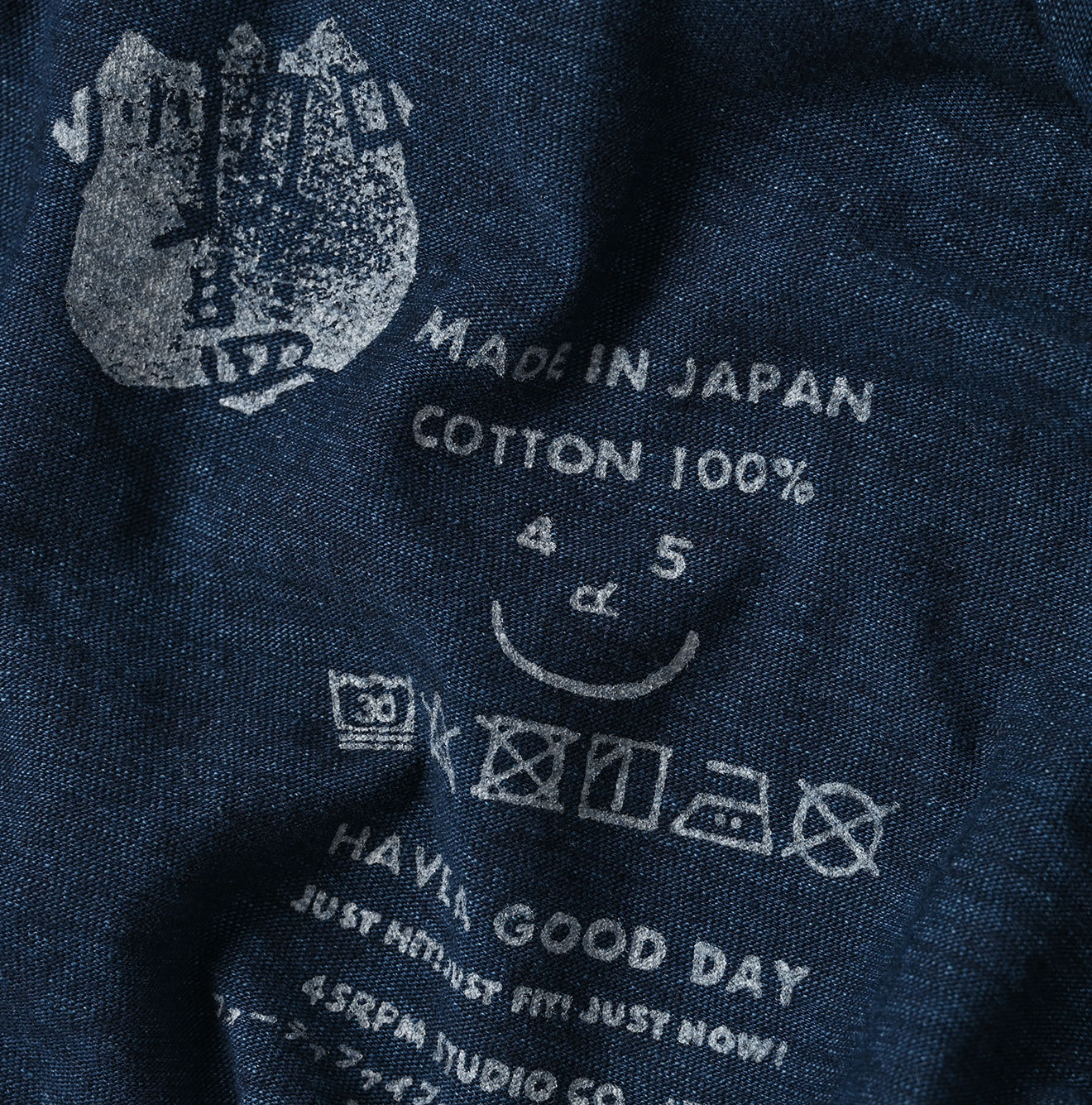 Indigo Tenjiku 908 Ocean T-shirt Detail