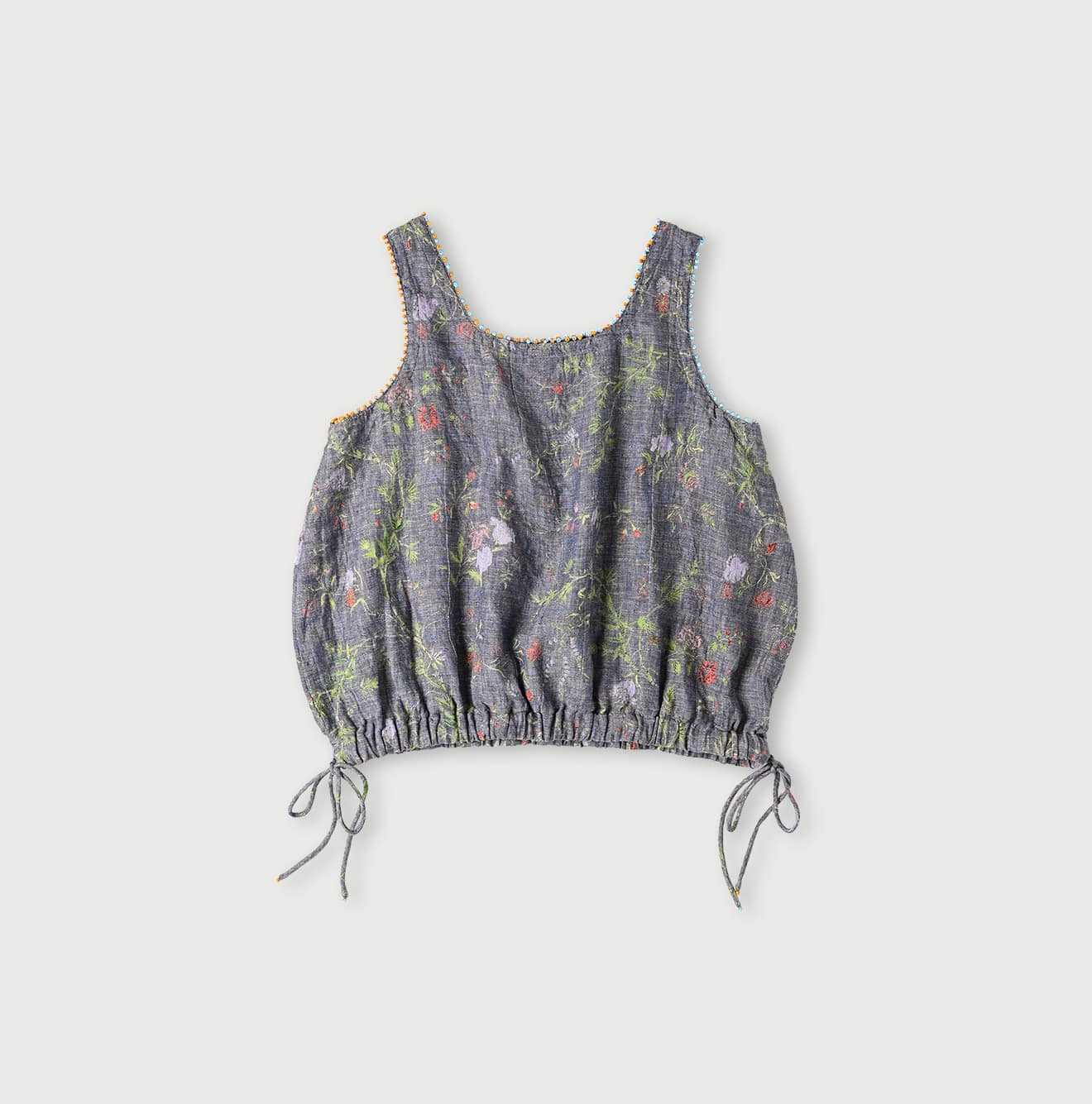 Dungaree Indian Cotton Linen Flower Print Poyon Camisole Blouse Back