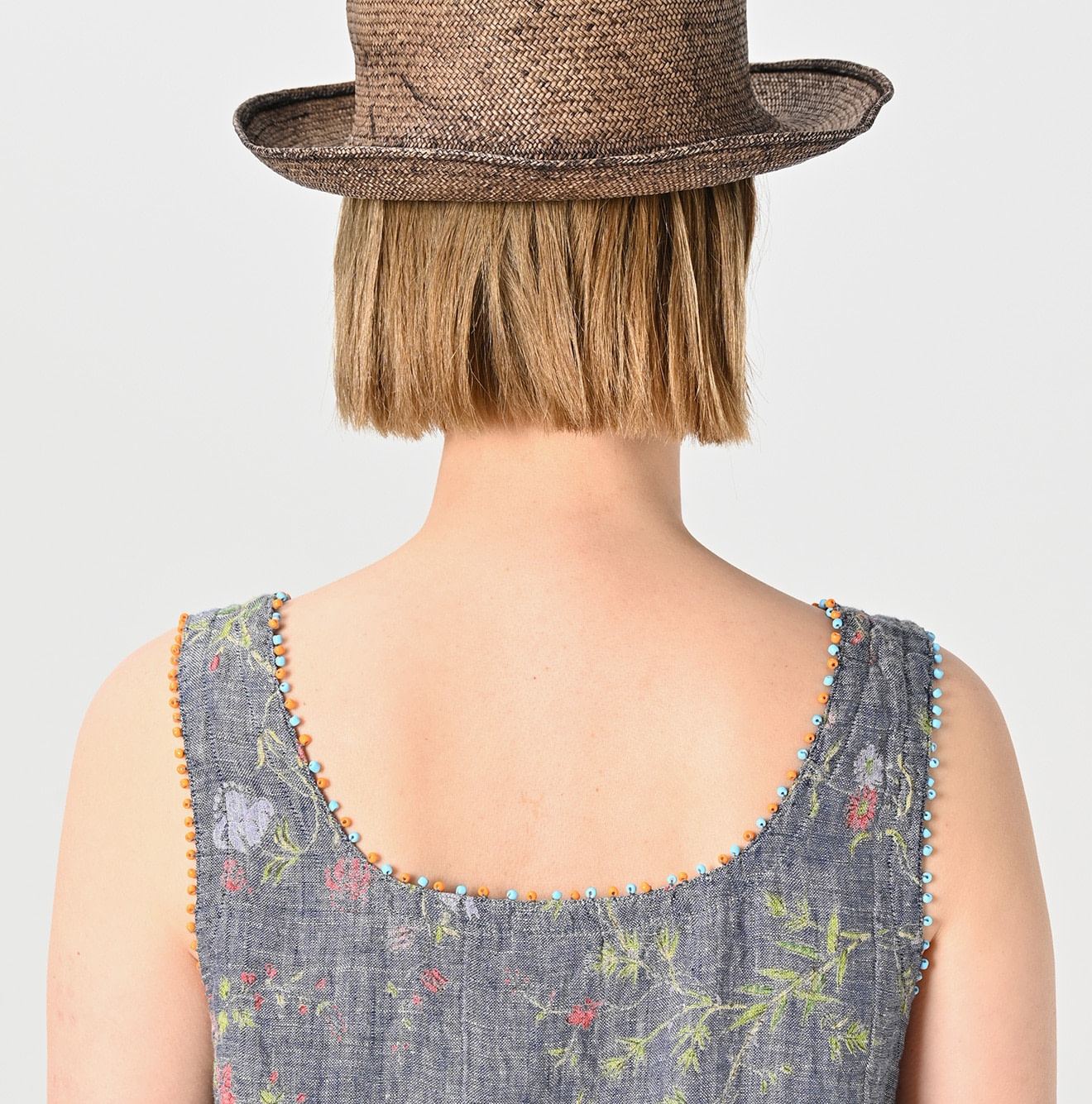 Dungaree Indian Cotton Linen Flower Print Poyon Camisole Blouse Detail