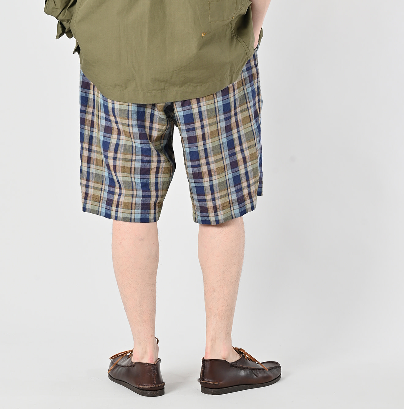 Indian Linen Madras Short Pants Male Model