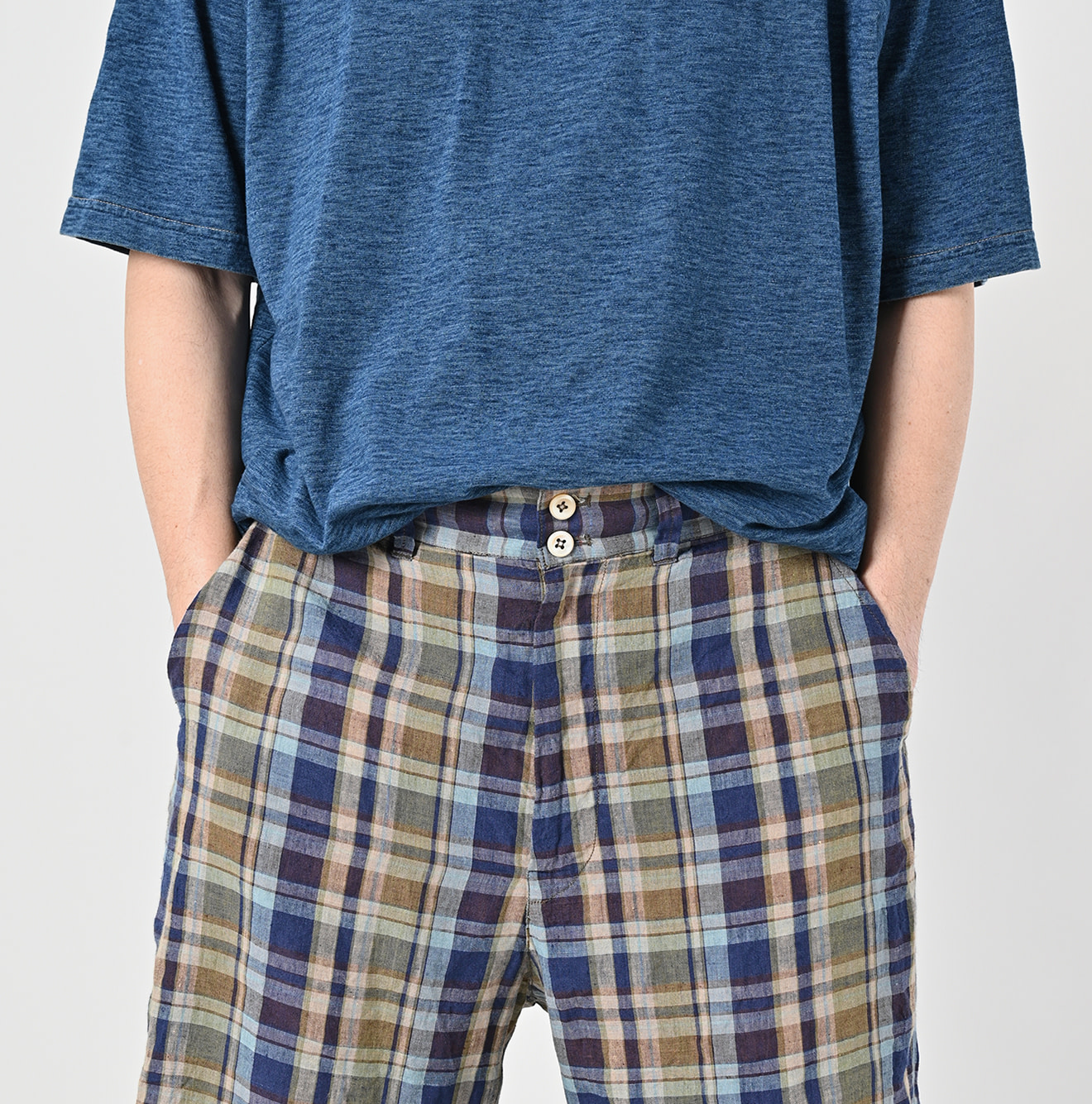 Indian Linen Madras Short Pants Detail