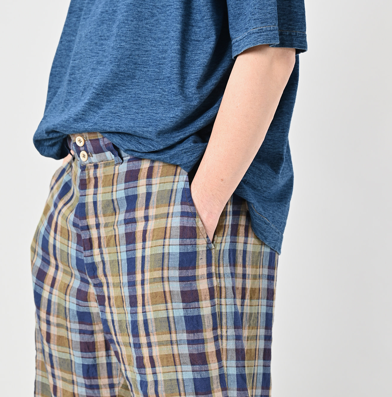 Indian Linen Madras Short Pants Detail