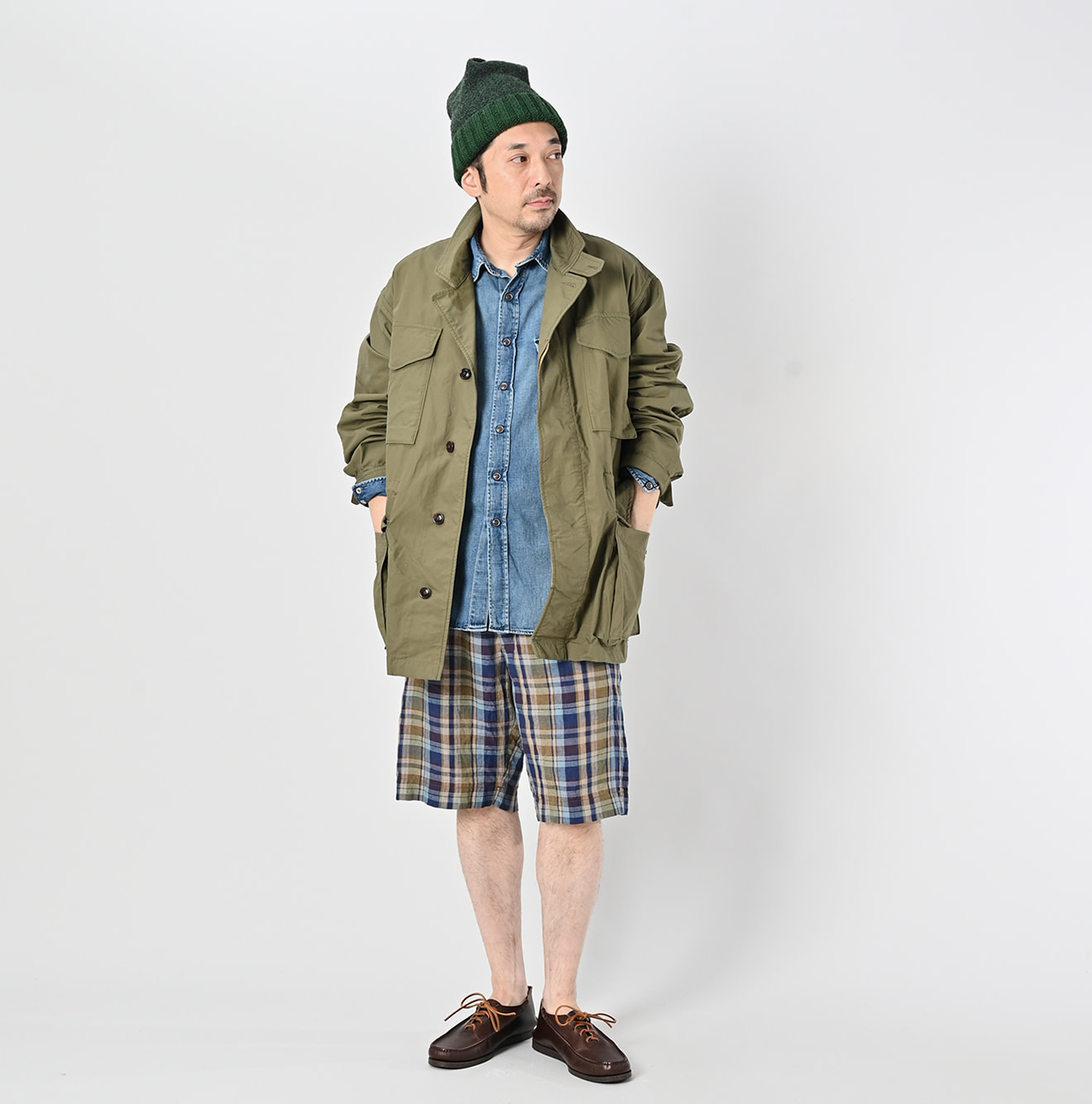 Indian Linen Madras Short Pants Male Model