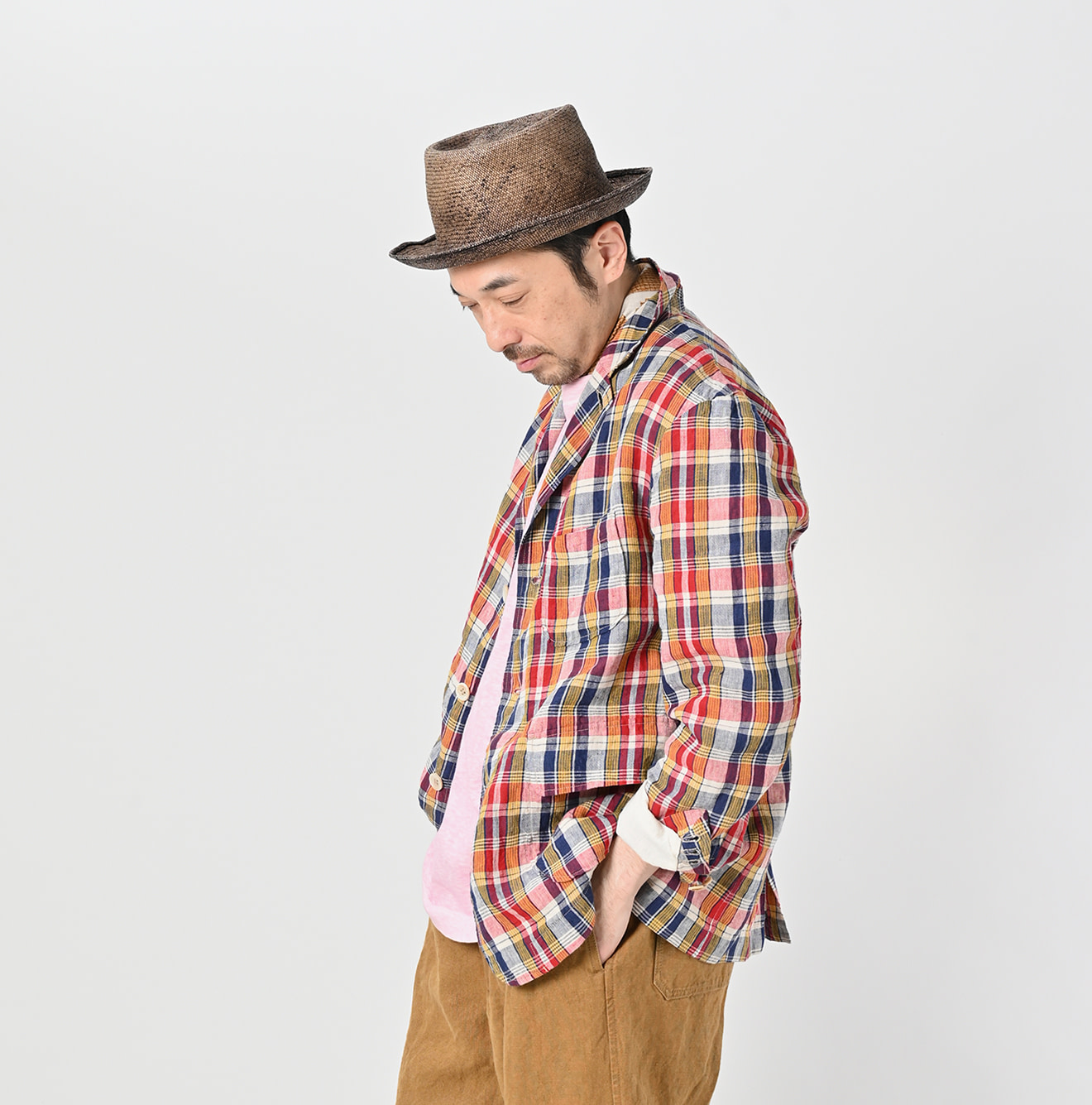 【MODERNIF】Meiji linen jacket COTTON LINEN SULFIDED OZONE JACKET WITH 4POCKETS AND DOUBLE