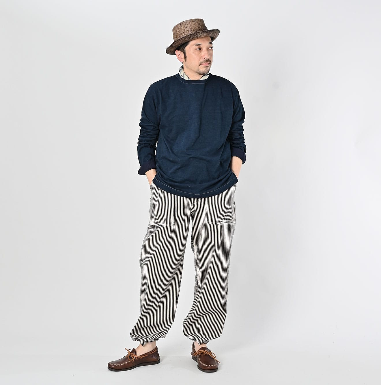 Indigo Supima Tenjiku 908 Star Long Sleeve T-shirt Male Model