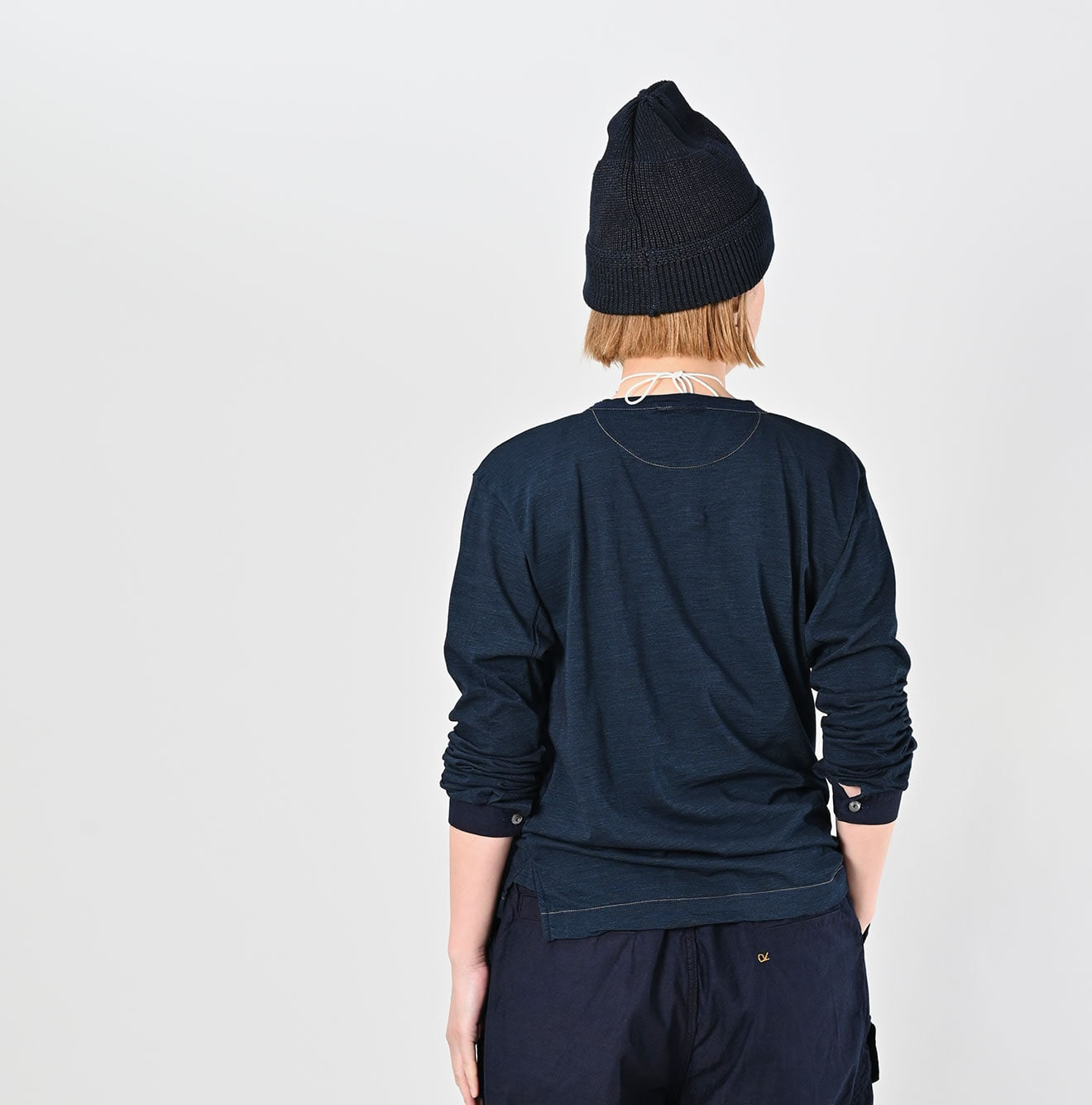 Indigo Supima Tenjiku 908 Star Long Sleeve T-shirt Female Model