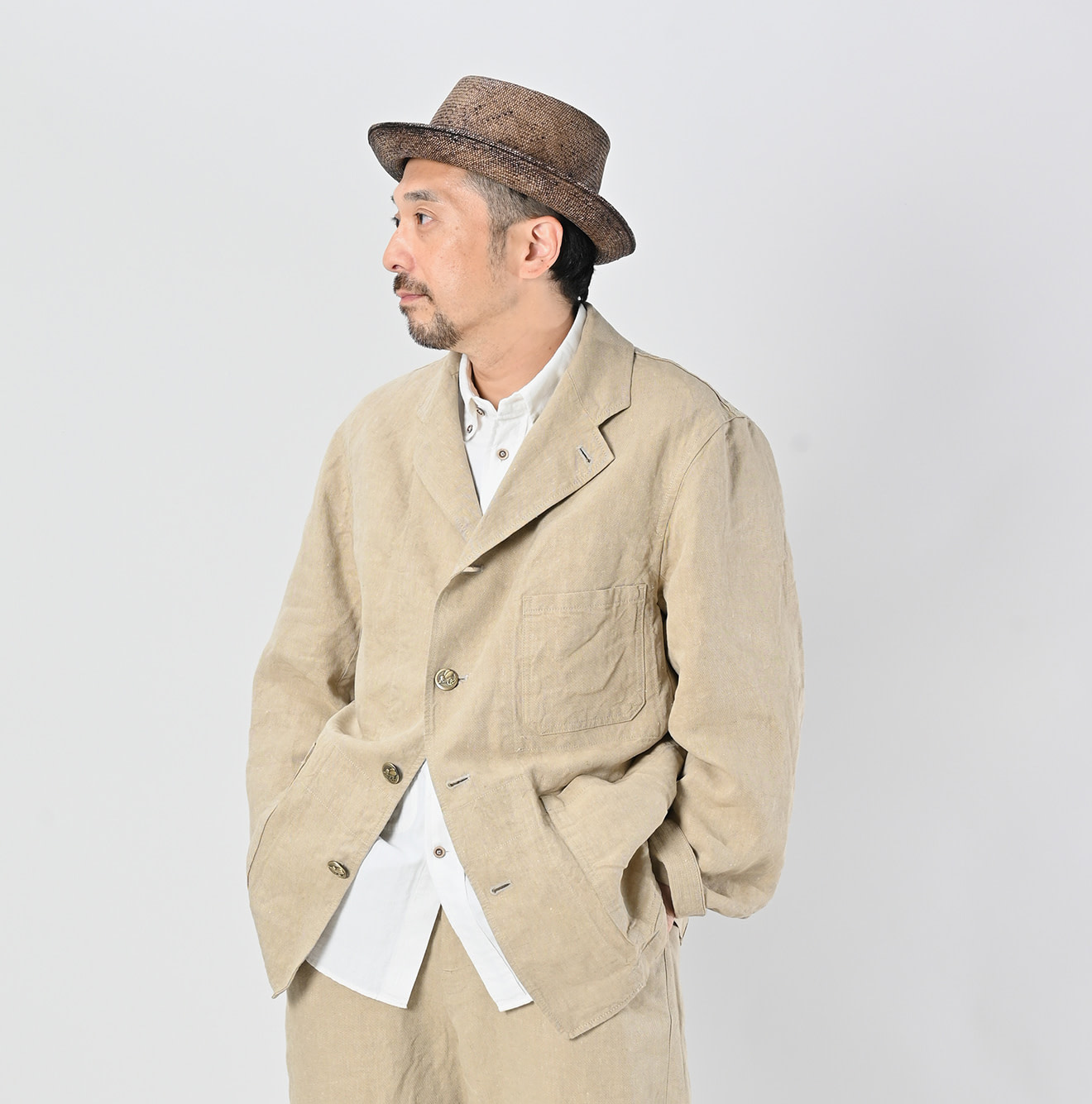 Linen Cloth Nîmes Jacket Male Model