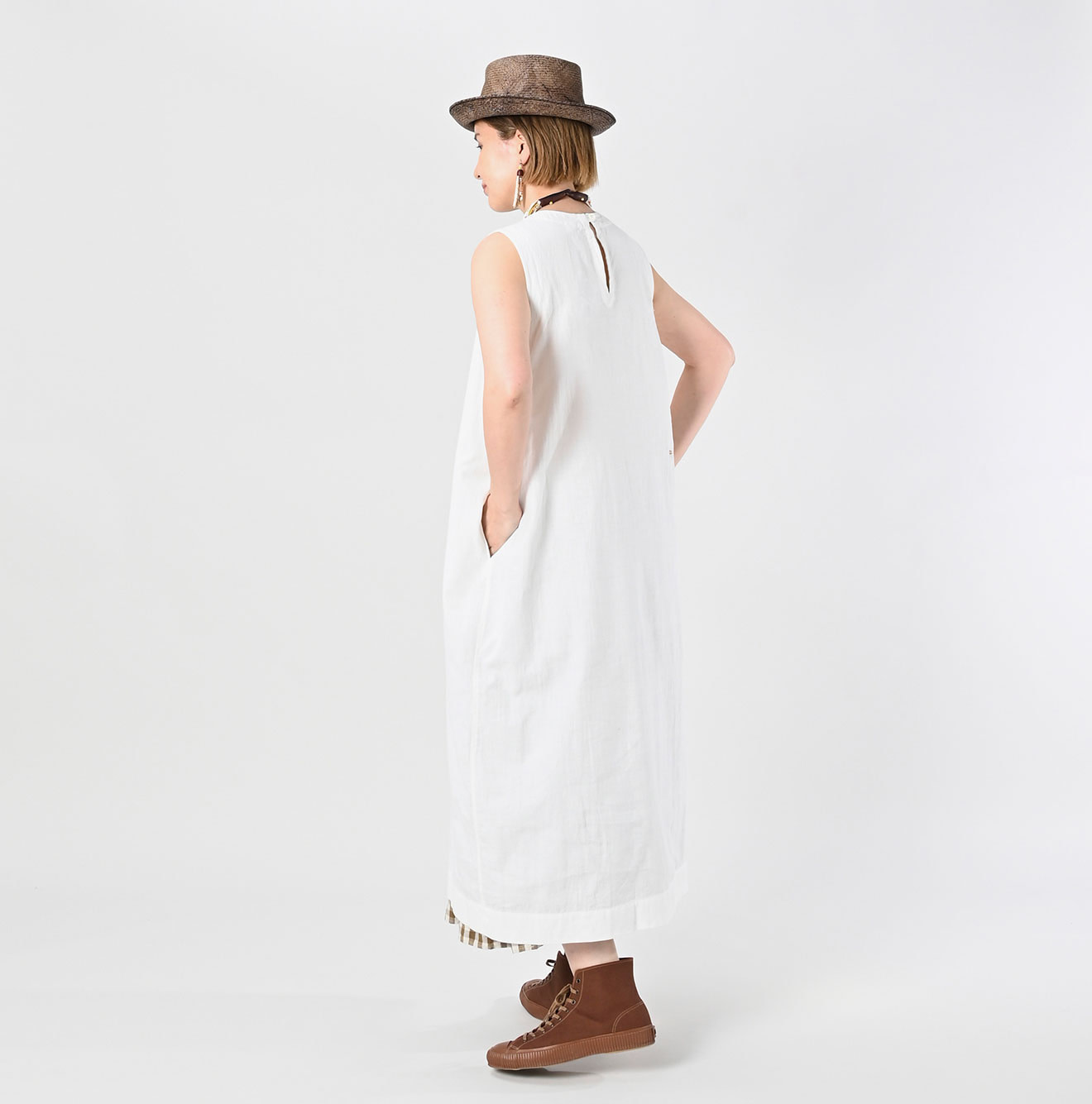 Indian Khadi OX Sleeveless Poyon Dress Female Model