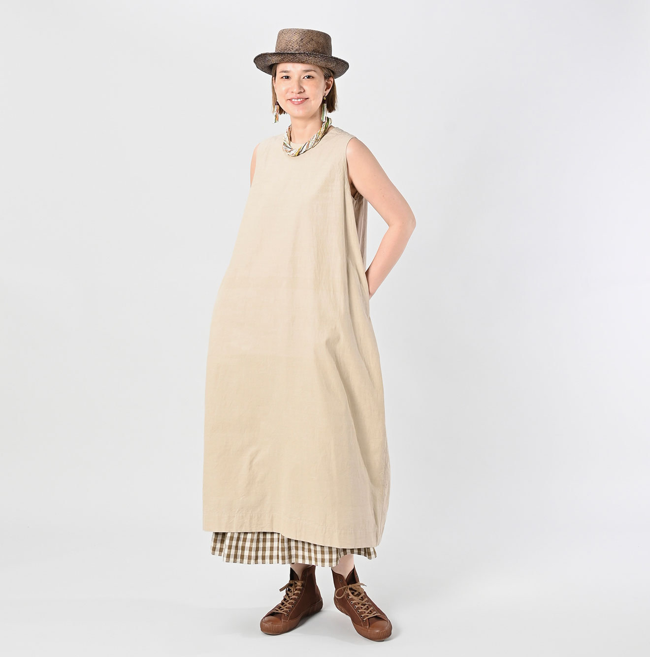 Indian Khadi OX Sleeveless Poyon Dress Female Model