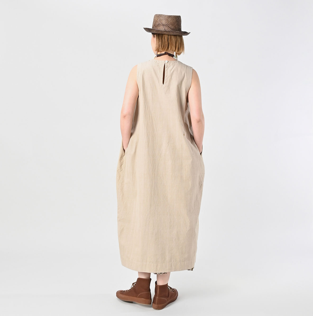 Indian Khadi OX Sleeveless Poyon Dress Female Model