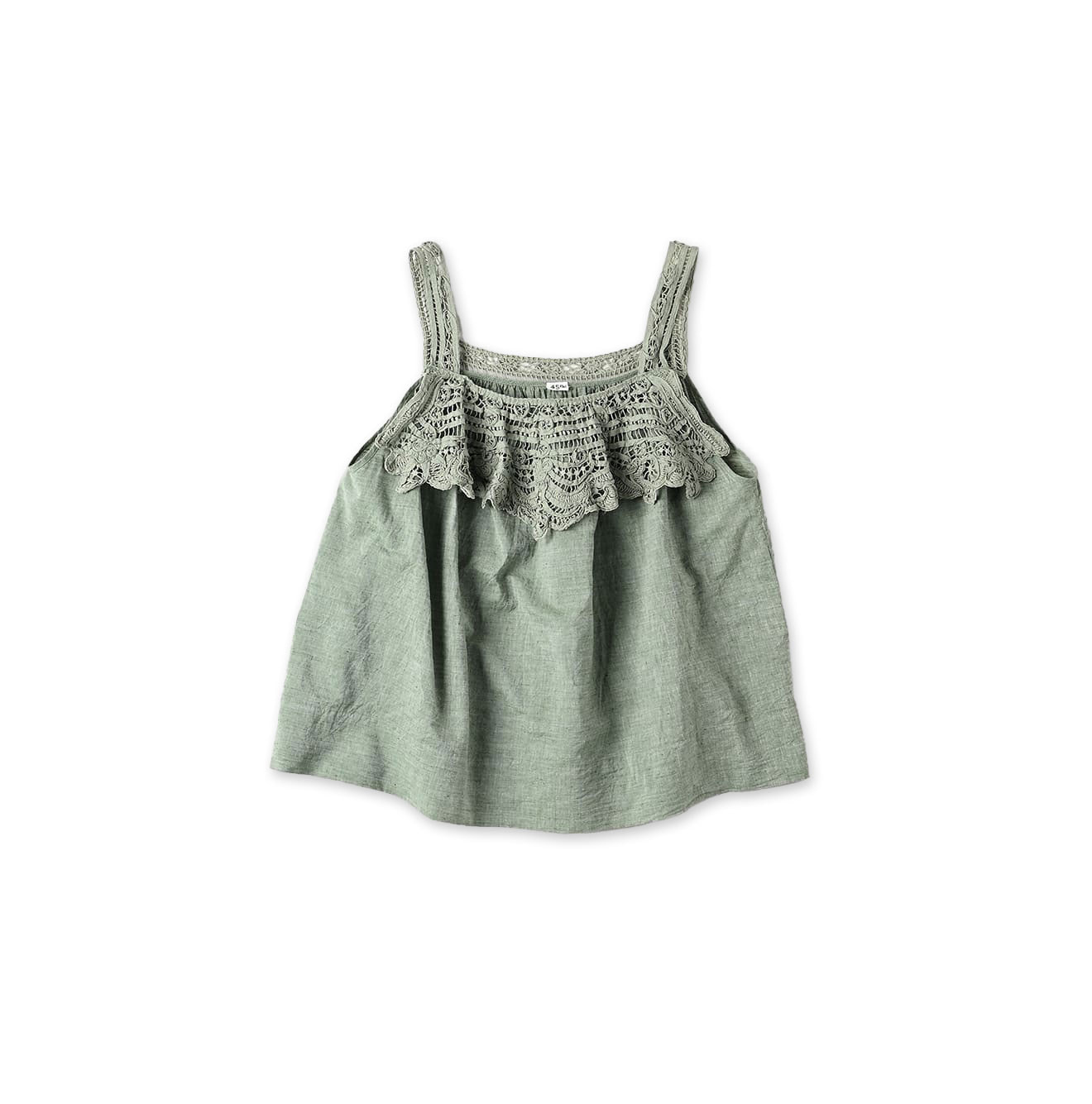 Khadi Ribbon Lace Flare Camisole Green