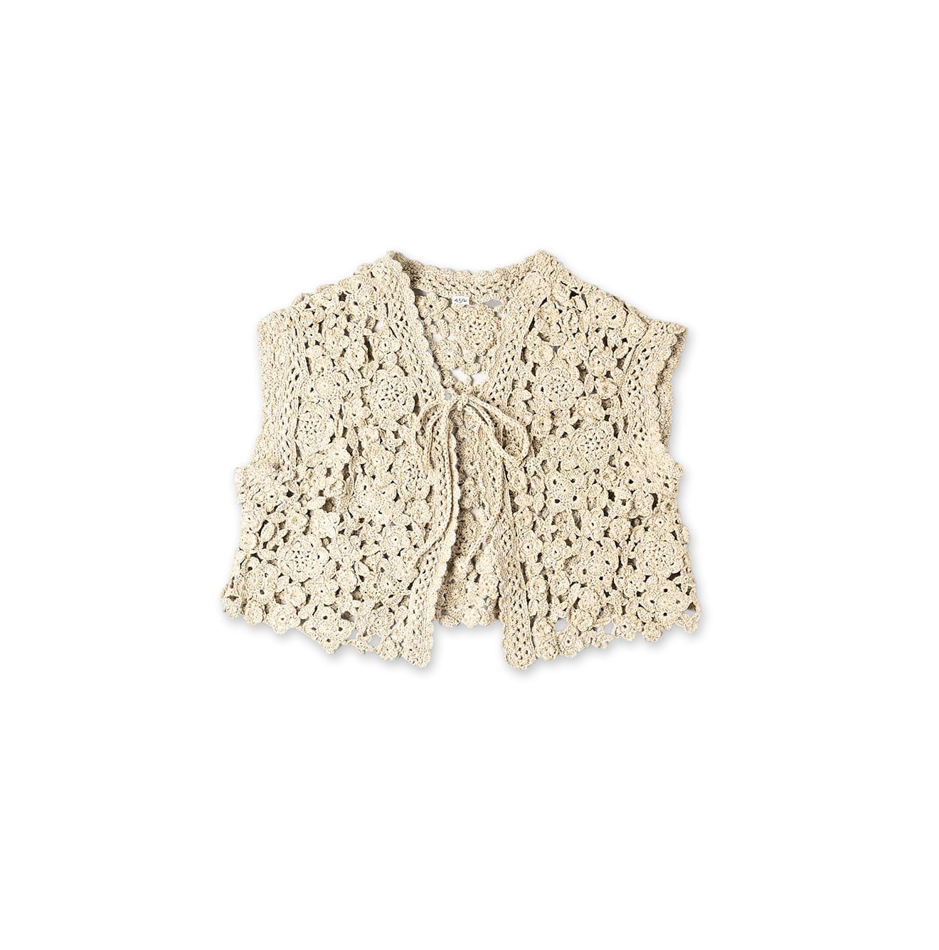 Japanese Paper Crochet Flower Bolero Beige