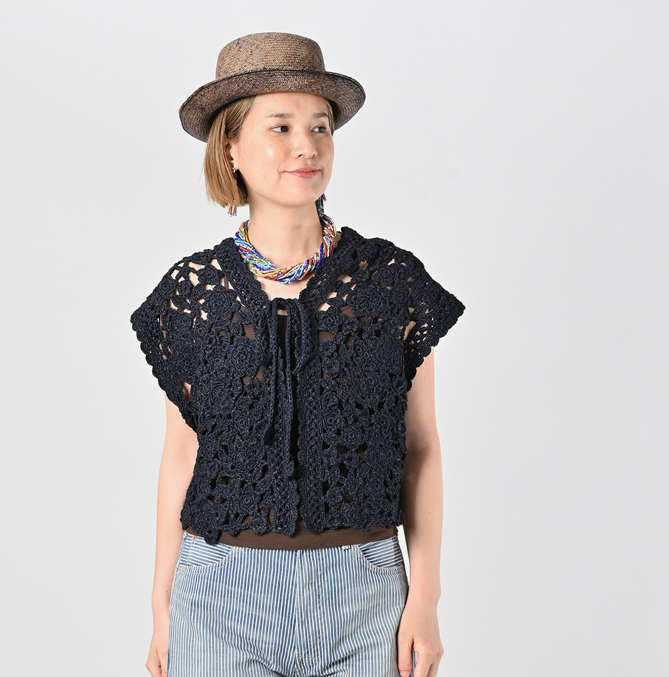 Japanese Paper Crochet Flower Bolero Female Model