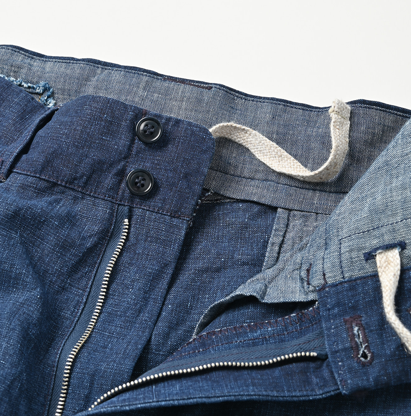 Indigo Linen Cloth 908 Nîmes Pants Detail