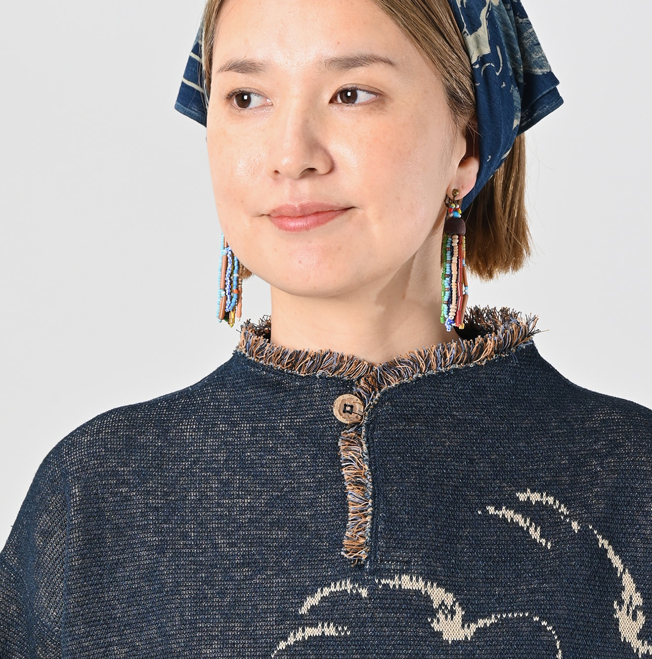 Indigo Surf Hula Girl Jacquard 908 Outer T-shirt Detail