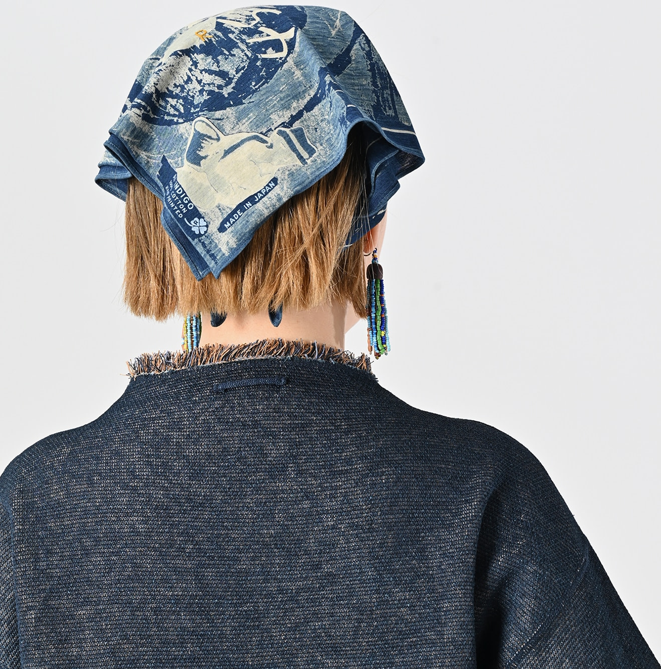 Indigo Surf Hula Girl Jacquard 908 Outer T-shirt Detail