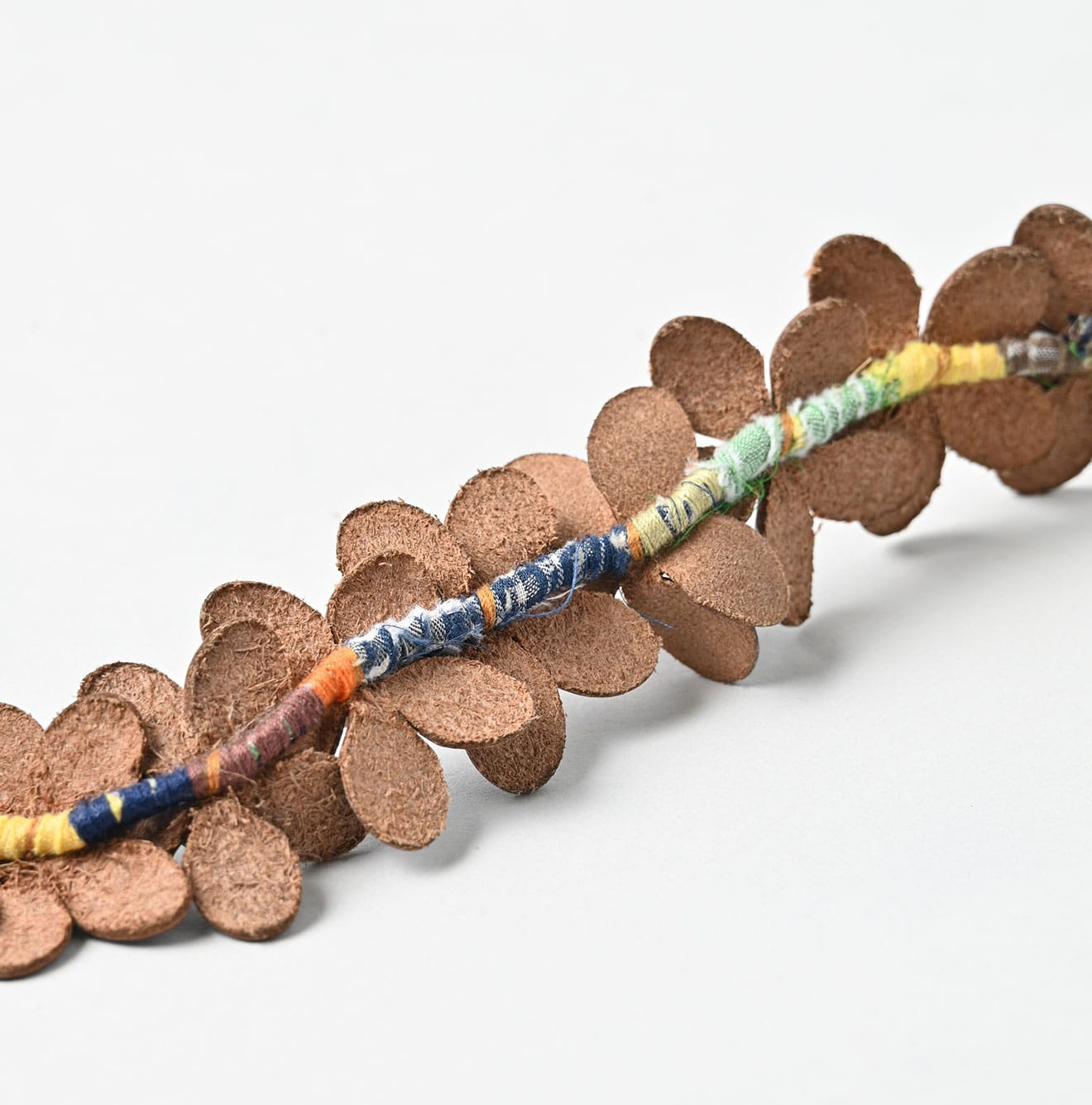 Layered Leather Flower Bracelet Dark Detail