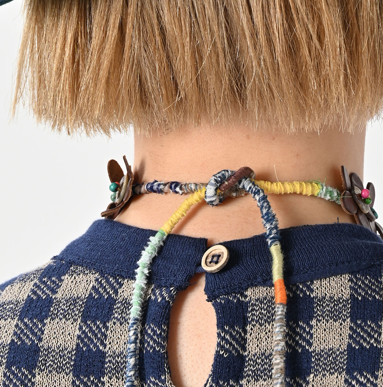 Layered Leather Flower Choker Detail