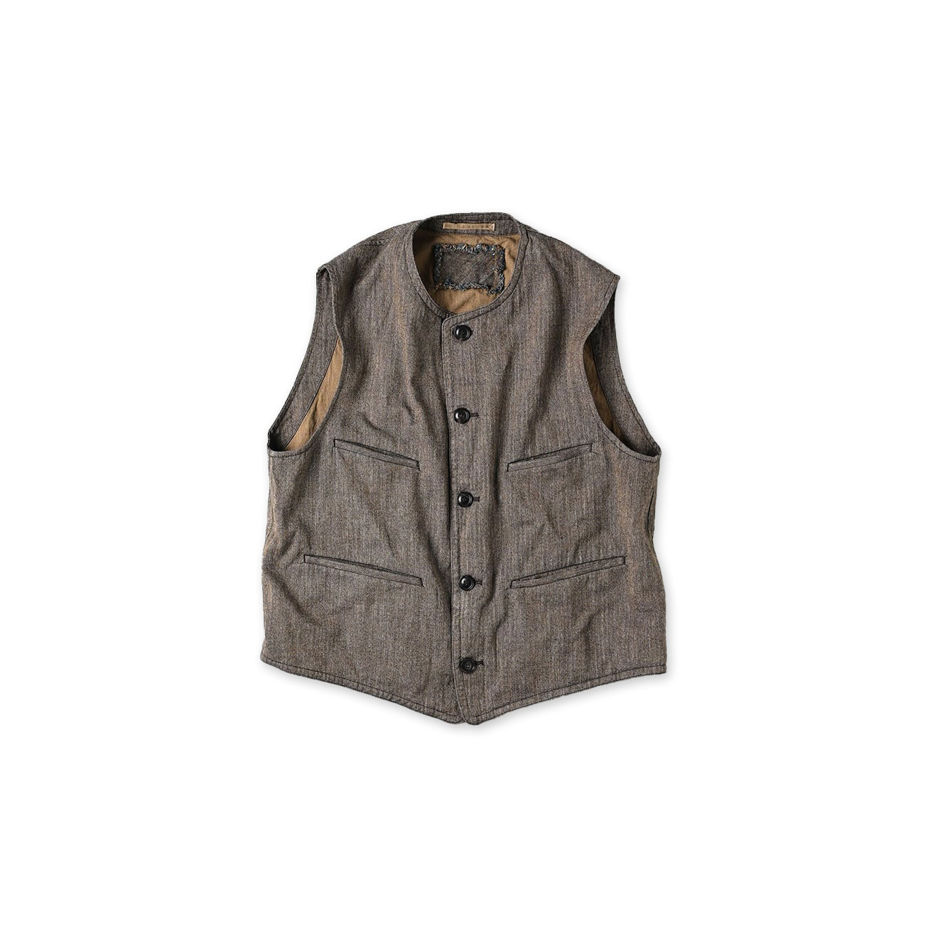 Indigo Mini Herringbone Cotton Tweed 908 Reversible Vest
