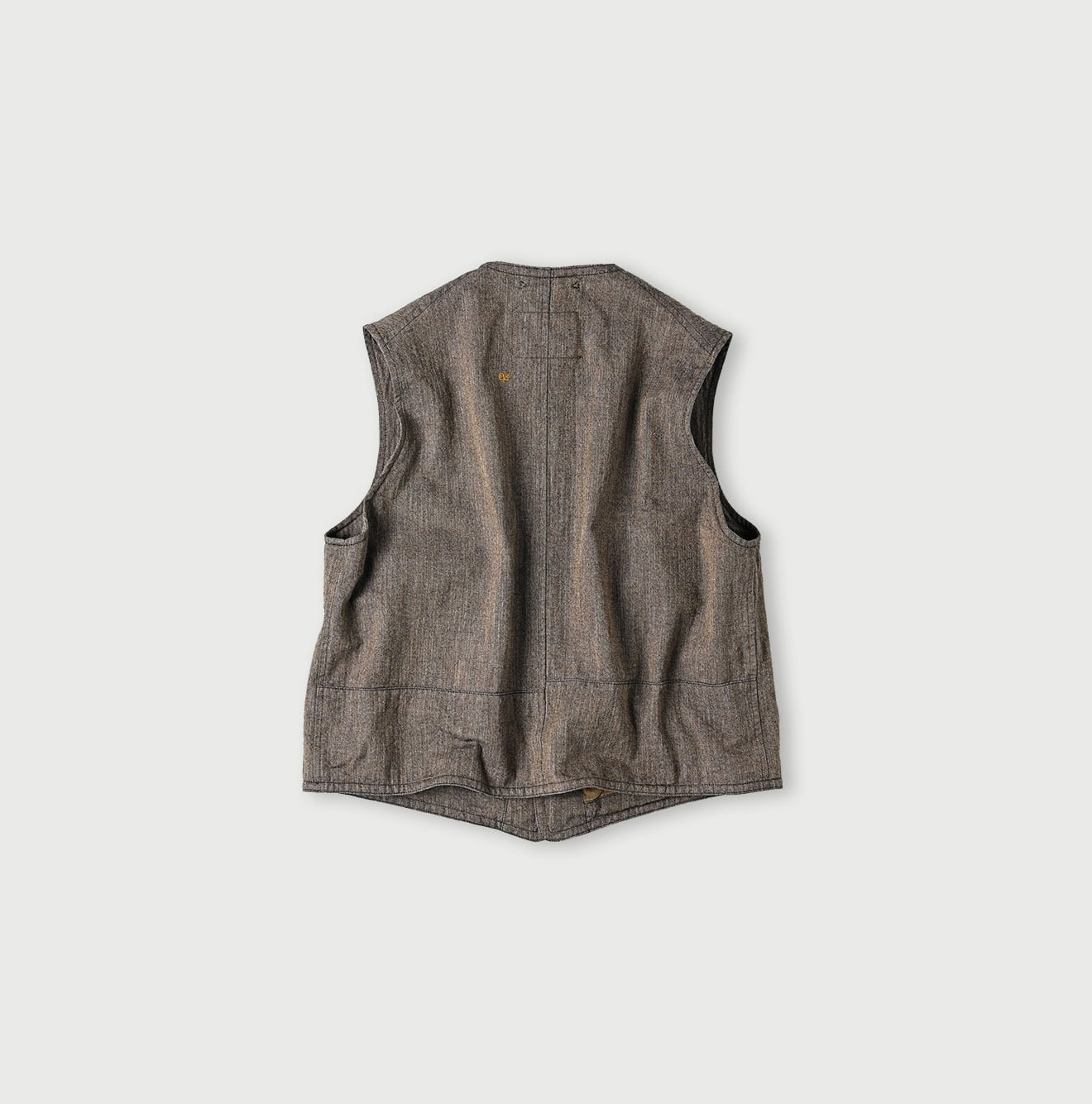 Indigo Mini Herringbone Cotton Tweed 908 Reversible Vest Back