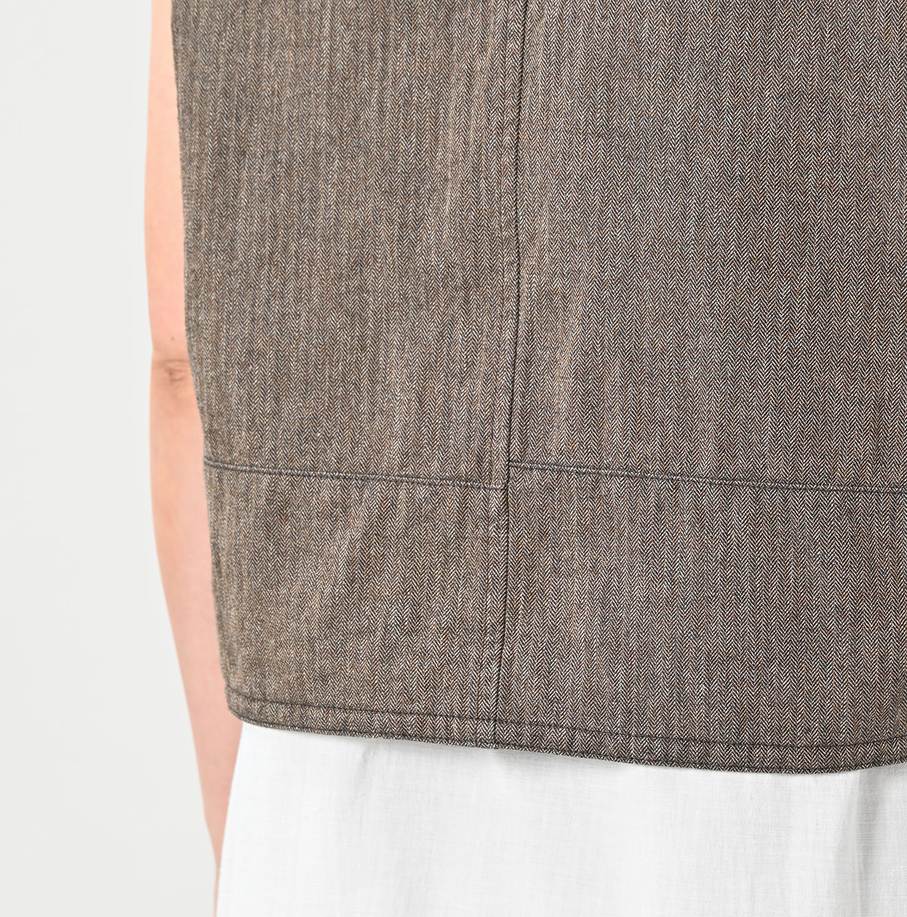 Indigo Mini Herringbone Cotton Tweed 908 Reversible Vest Detail
