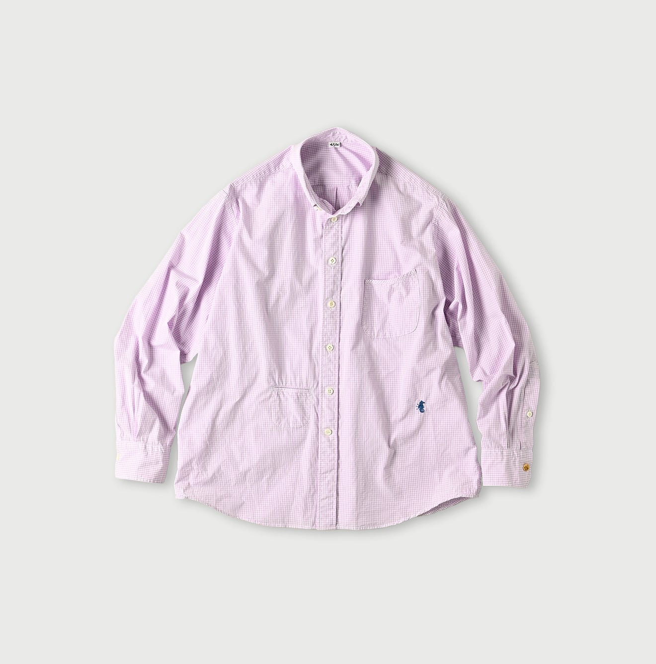 No.180 Miko 908 Ocean Button Down Shirt Purple Gingham Check