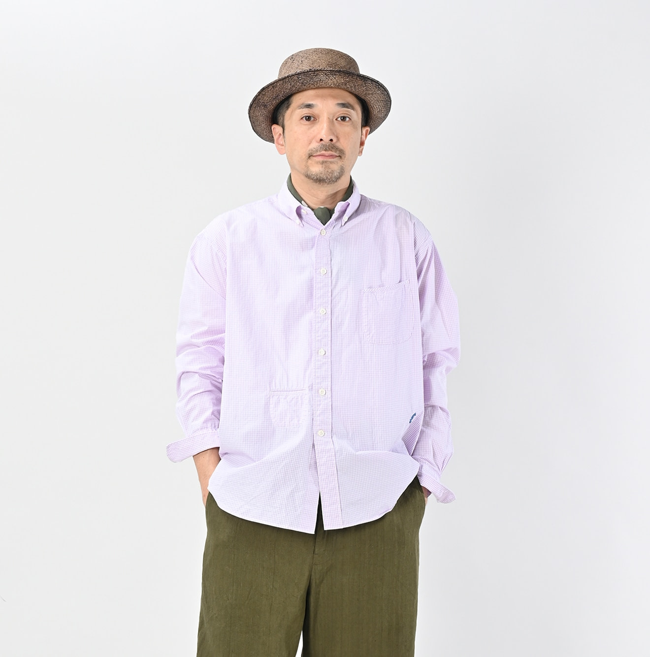 No.180 Miko 908 Ocean Button Down Shirt Detail Male Model