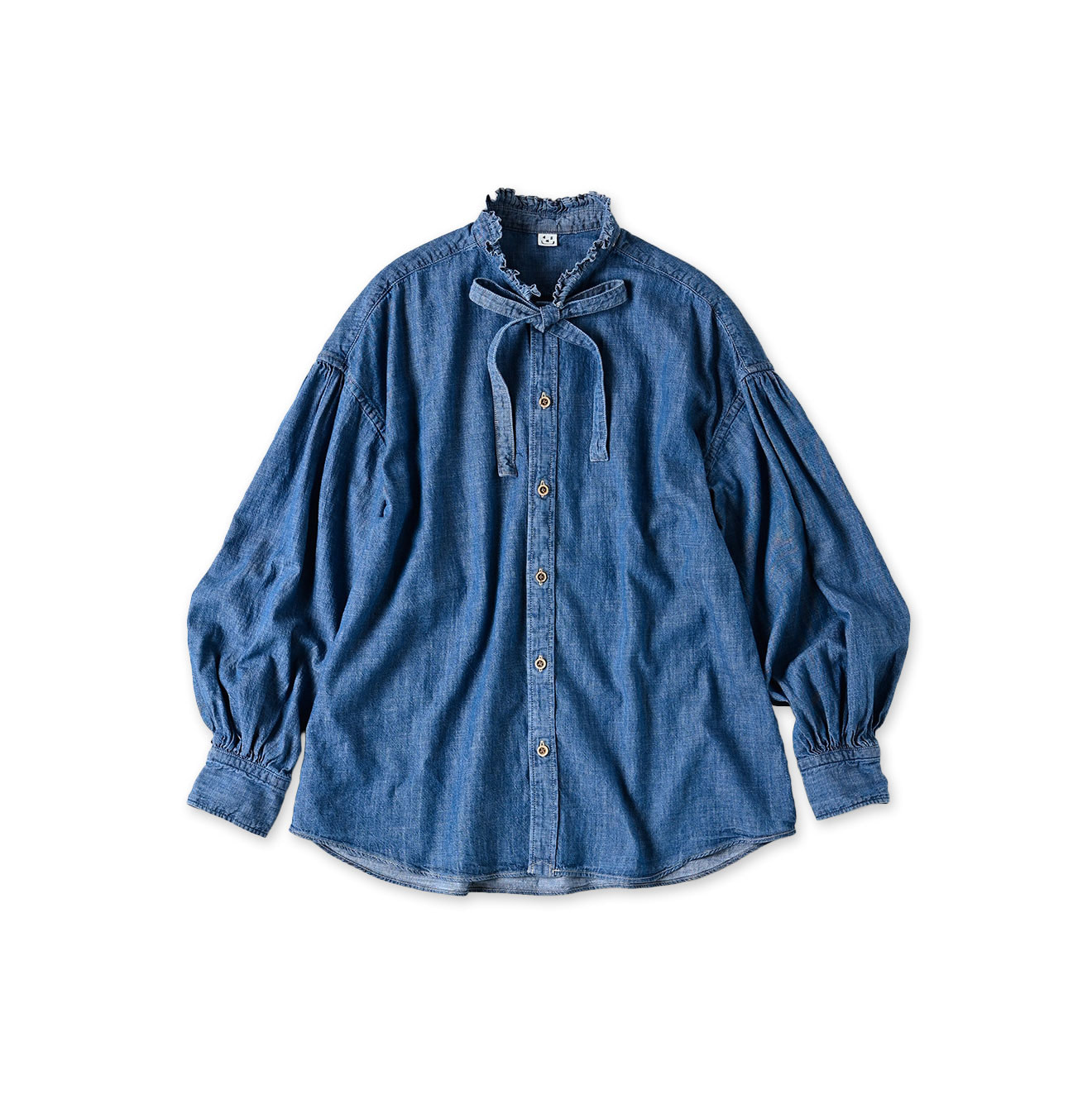 Ruri Dungaree Denim Bowtie Coupé Shirt Distressed