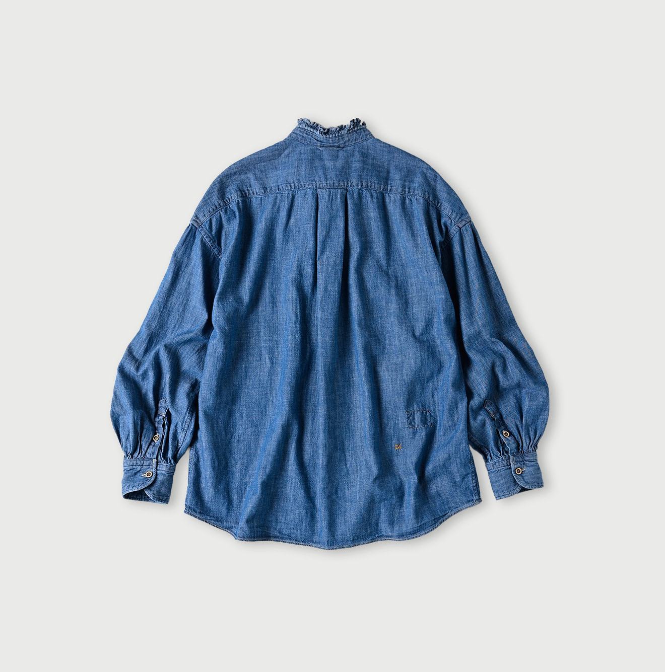 Ruri Dungaree Denim Bowtie Coupé Shirt Distressed Back