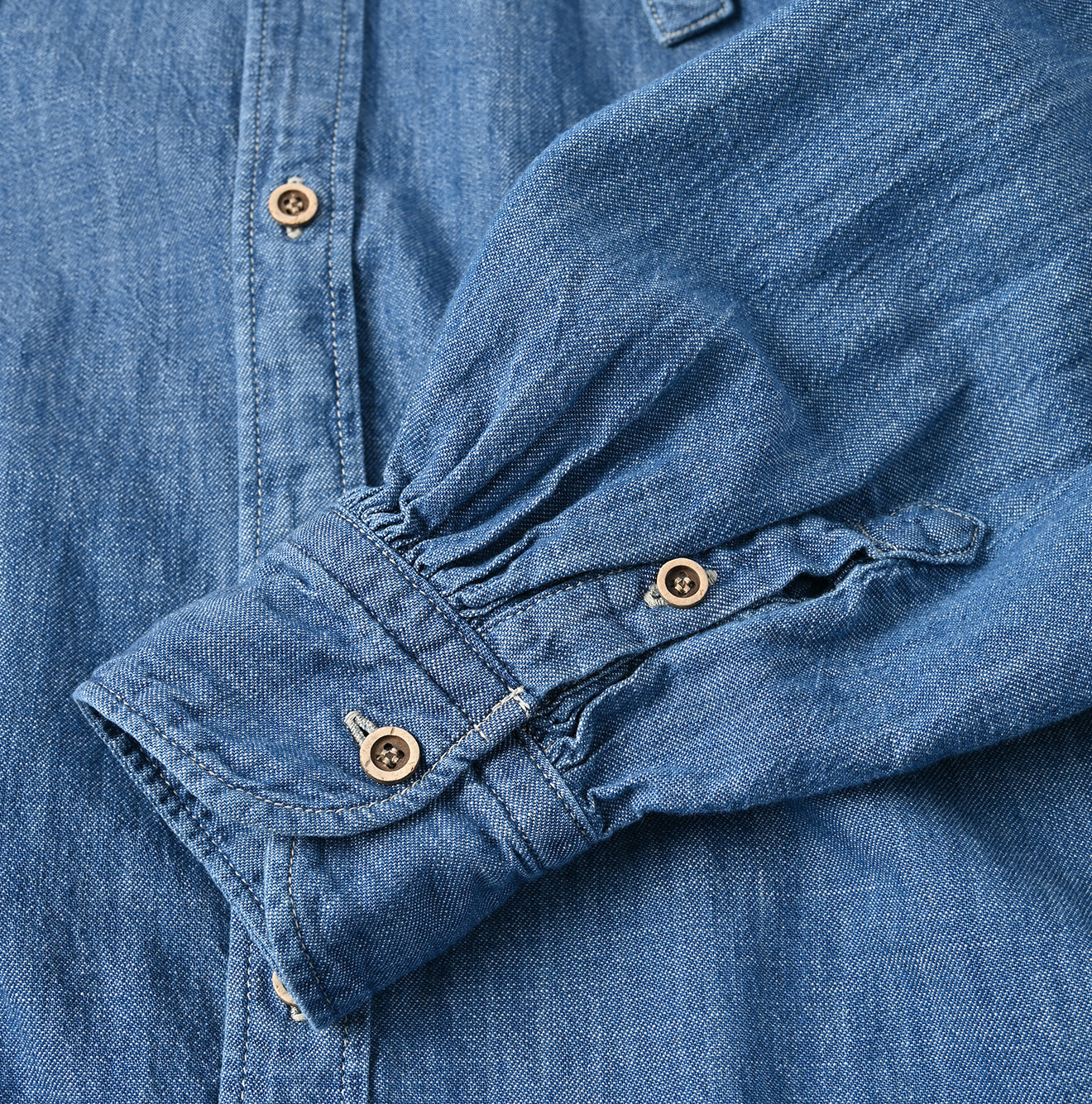 Ruri Dungaree Denim Bowtie Coupé Shirt Distressed Detail