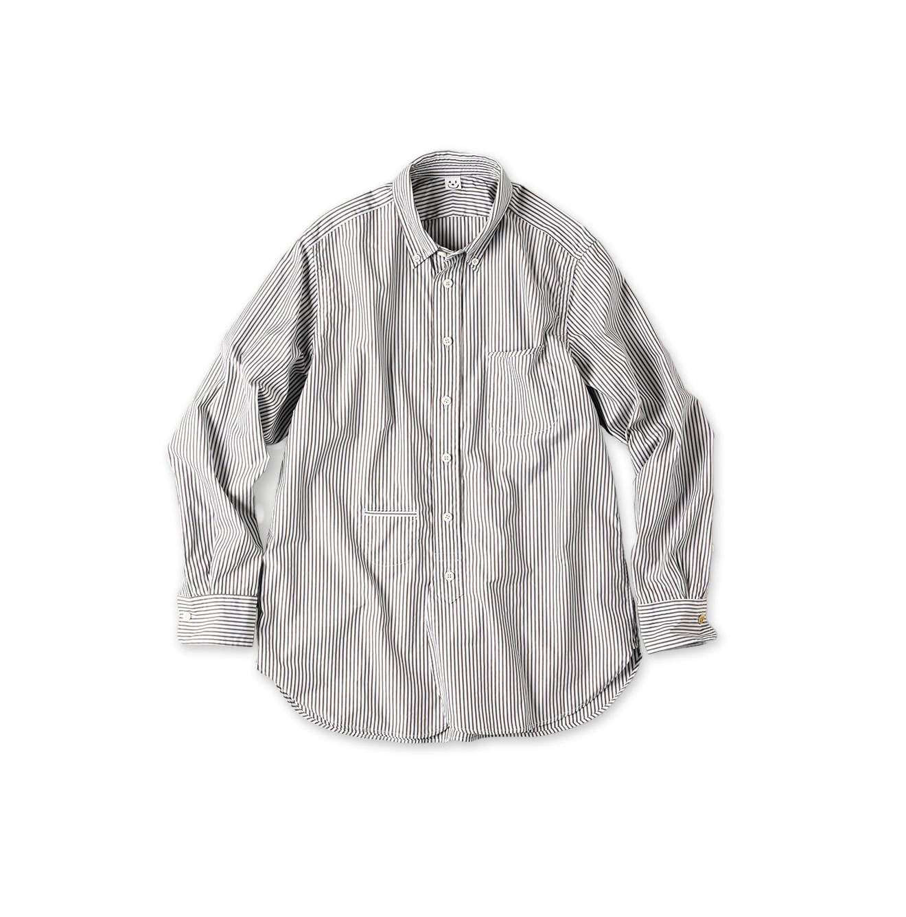 Broadcloth 908 Loafer Button Down Shirt Light Blue x Brown Stripes