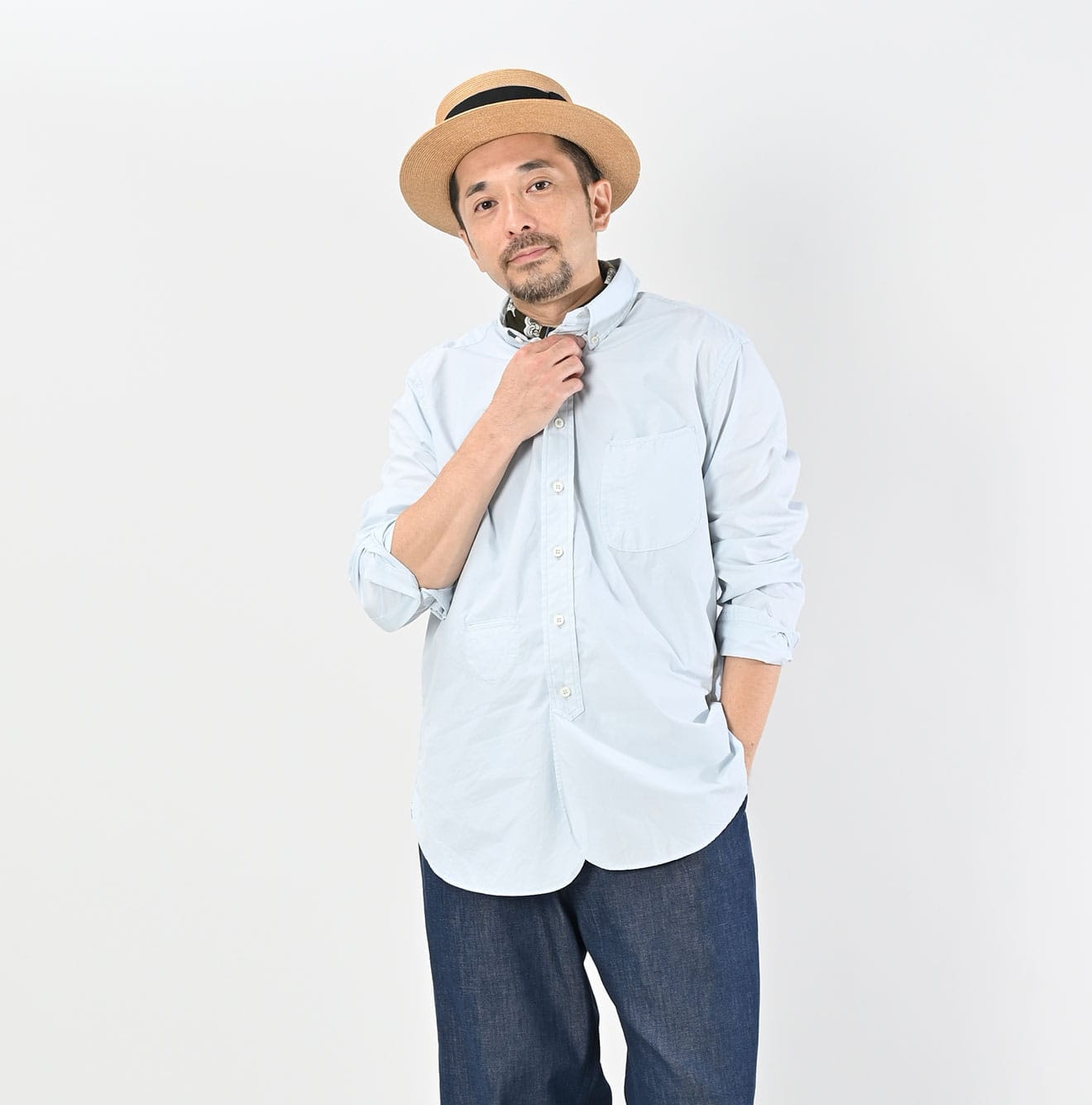 Broadcloth 908 Loafer Button Down Shirt Male Model