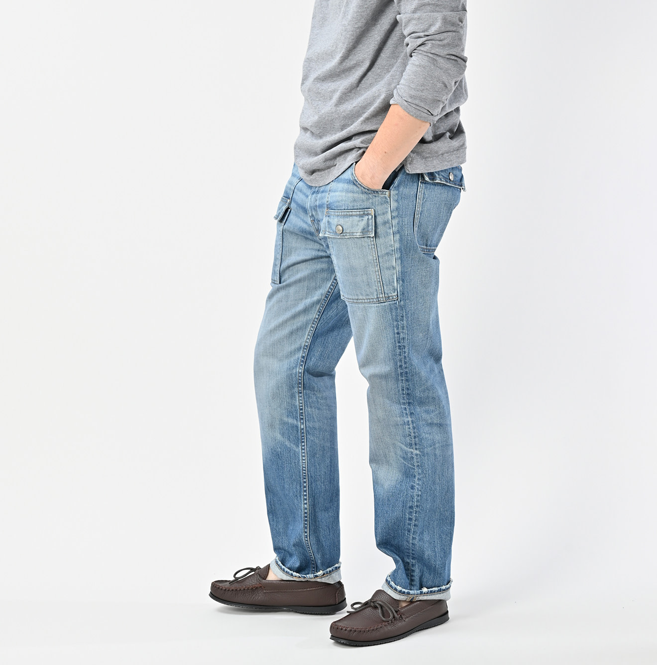 Rye Mugi Denim 908 Bush Pants Distressed Male Model