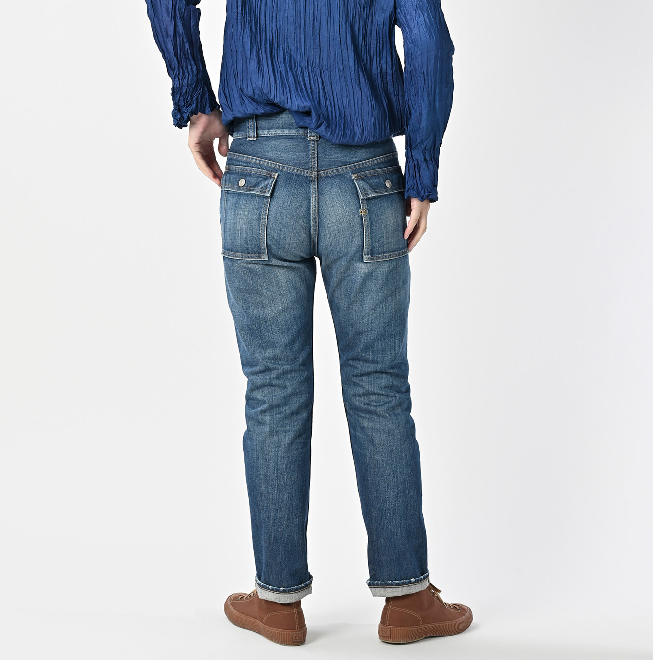 Rye Mugi Denim 908 Bush Pants Distressed Female Model