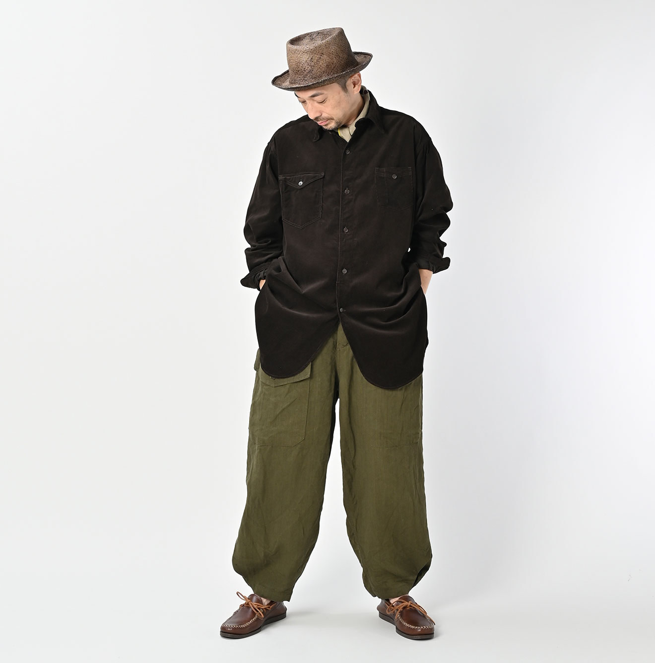 Pin Corduroy 908 Gatcha-Pocket Shirt Male Model